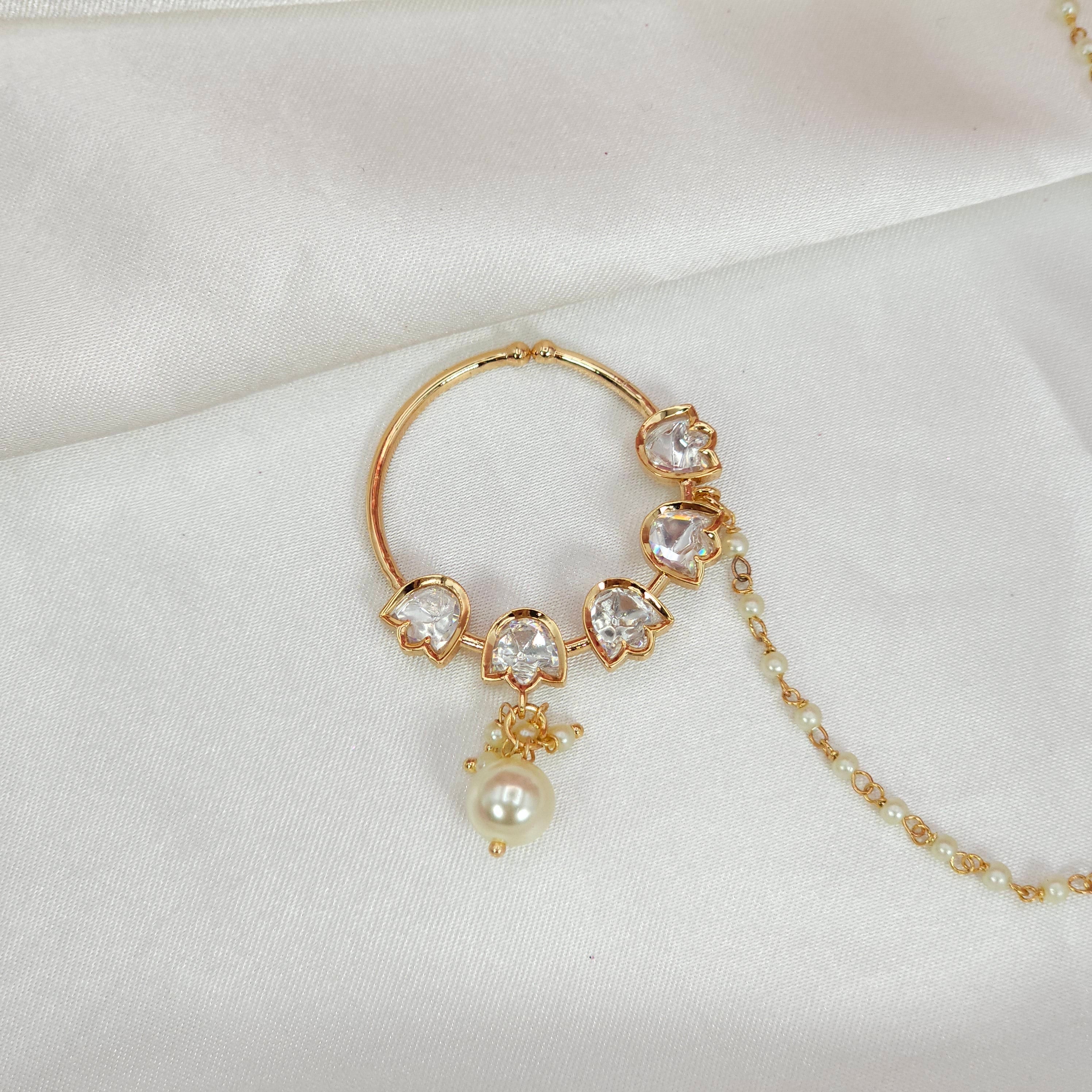 Rose Uncut Kundan Nose Ring – Nose Ring | Fancy Fab Jewels UK