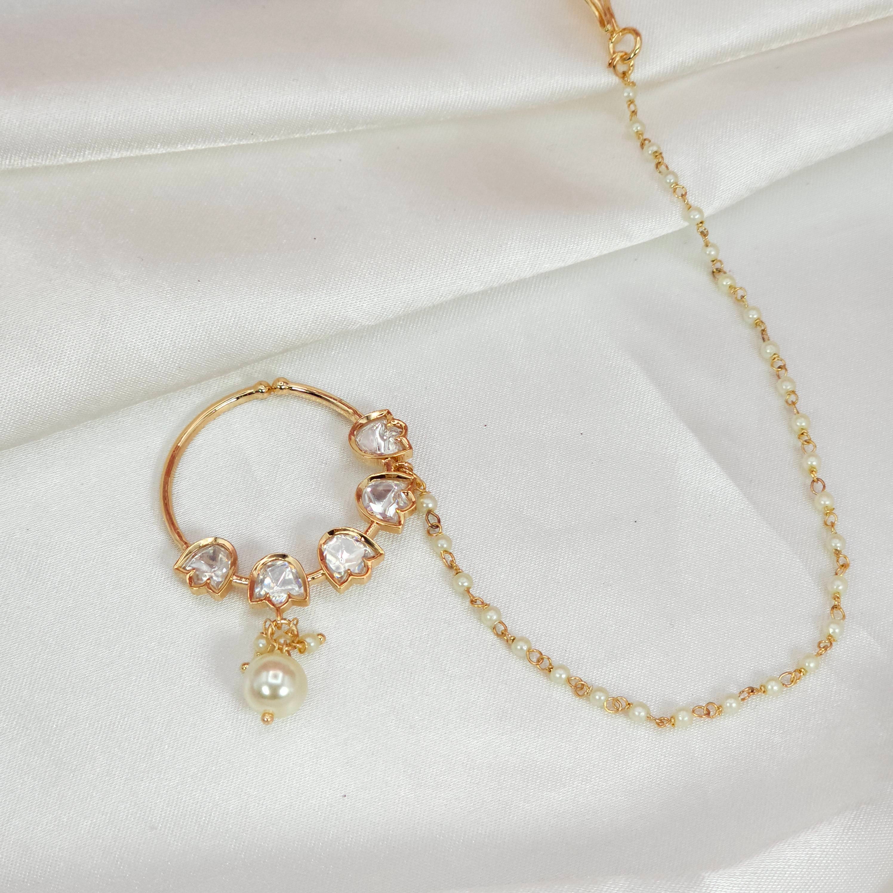 Rose Uncut Kundan Nose Ring – Nose Ring | Fancy Fab Jewels UK