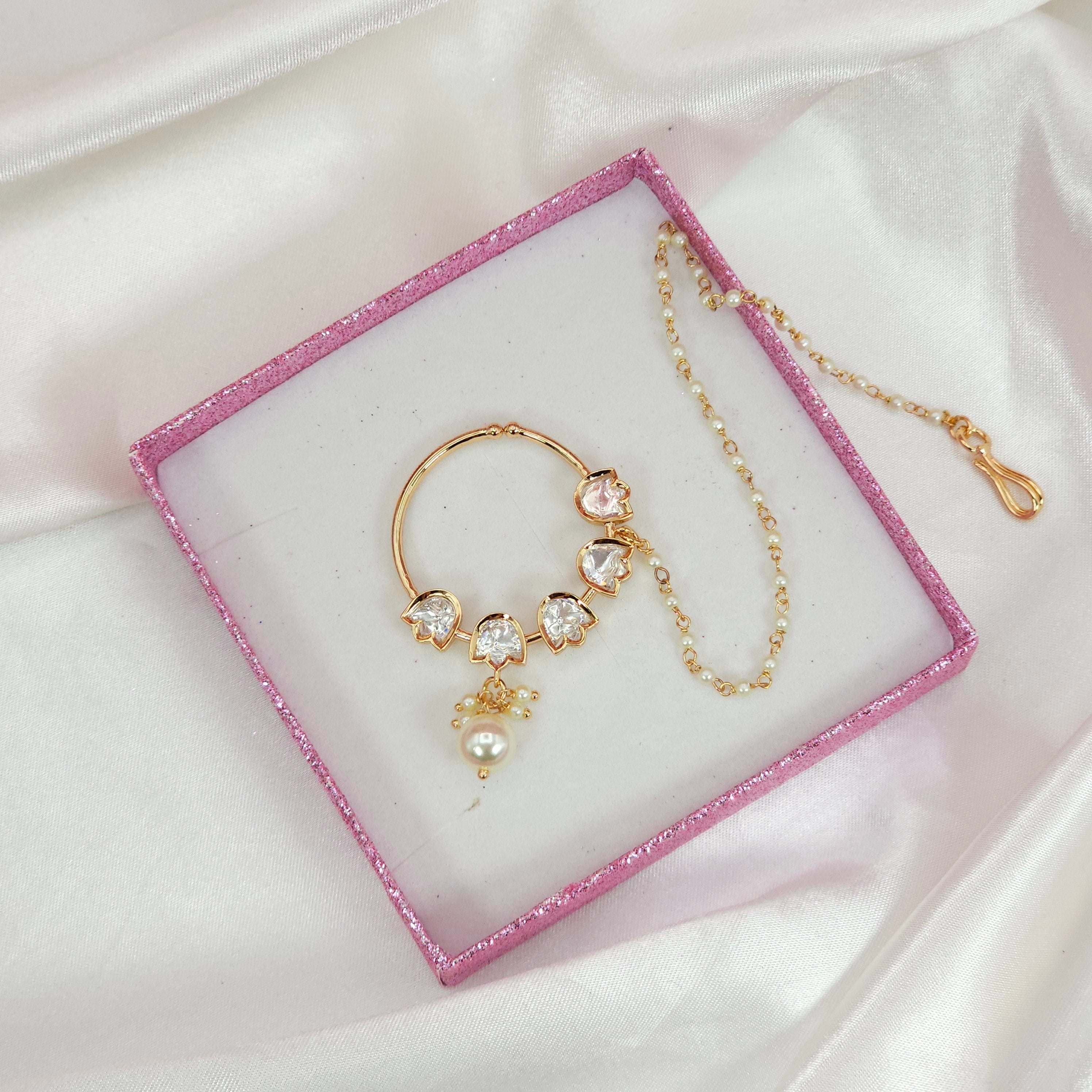 Rose Uncut Kundan Nose Ring – Nose Ring | Fancy Fab Jewels UK