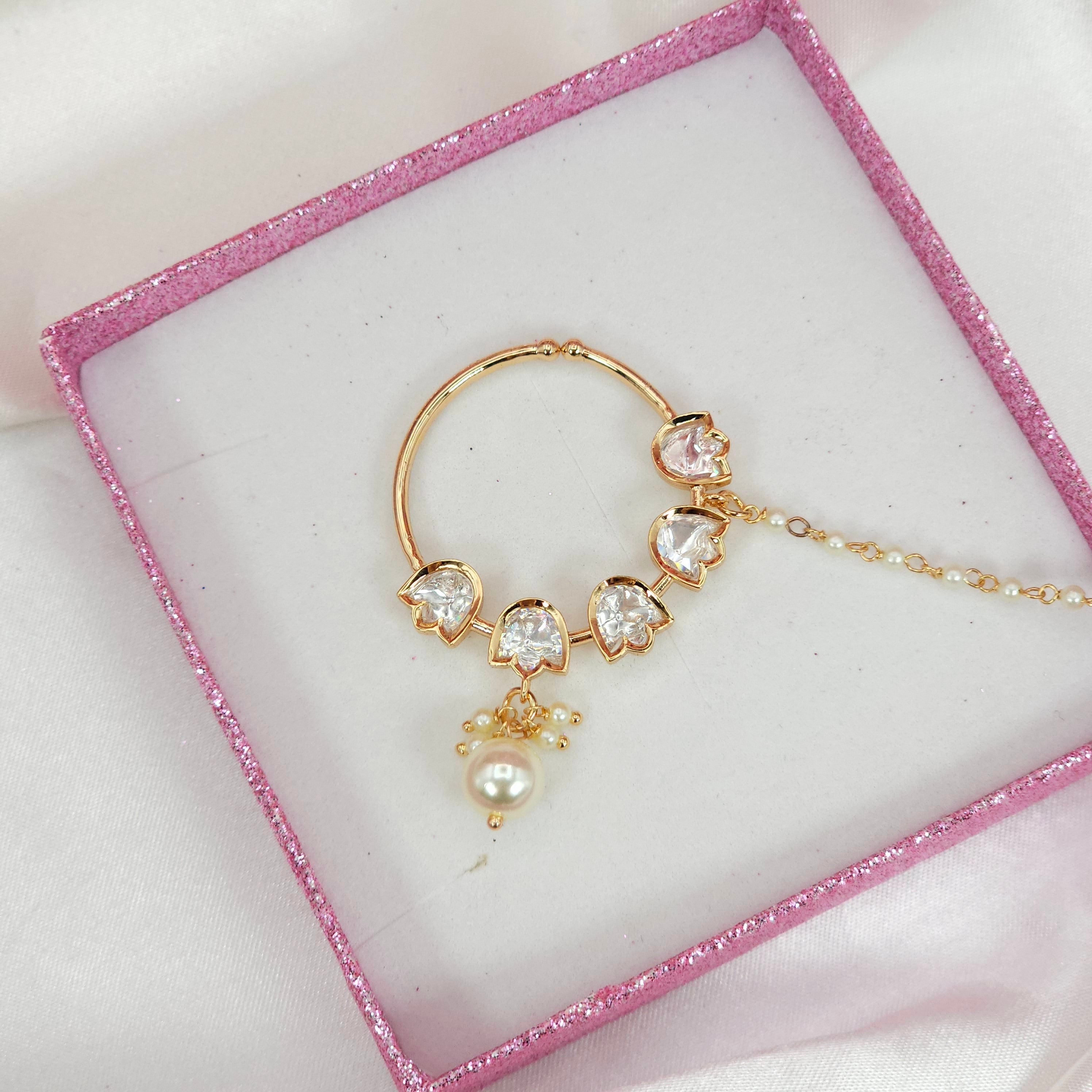Rose Uncut Kundan Nose Ring – Nose Ring | Fancy Fab Jewels UK