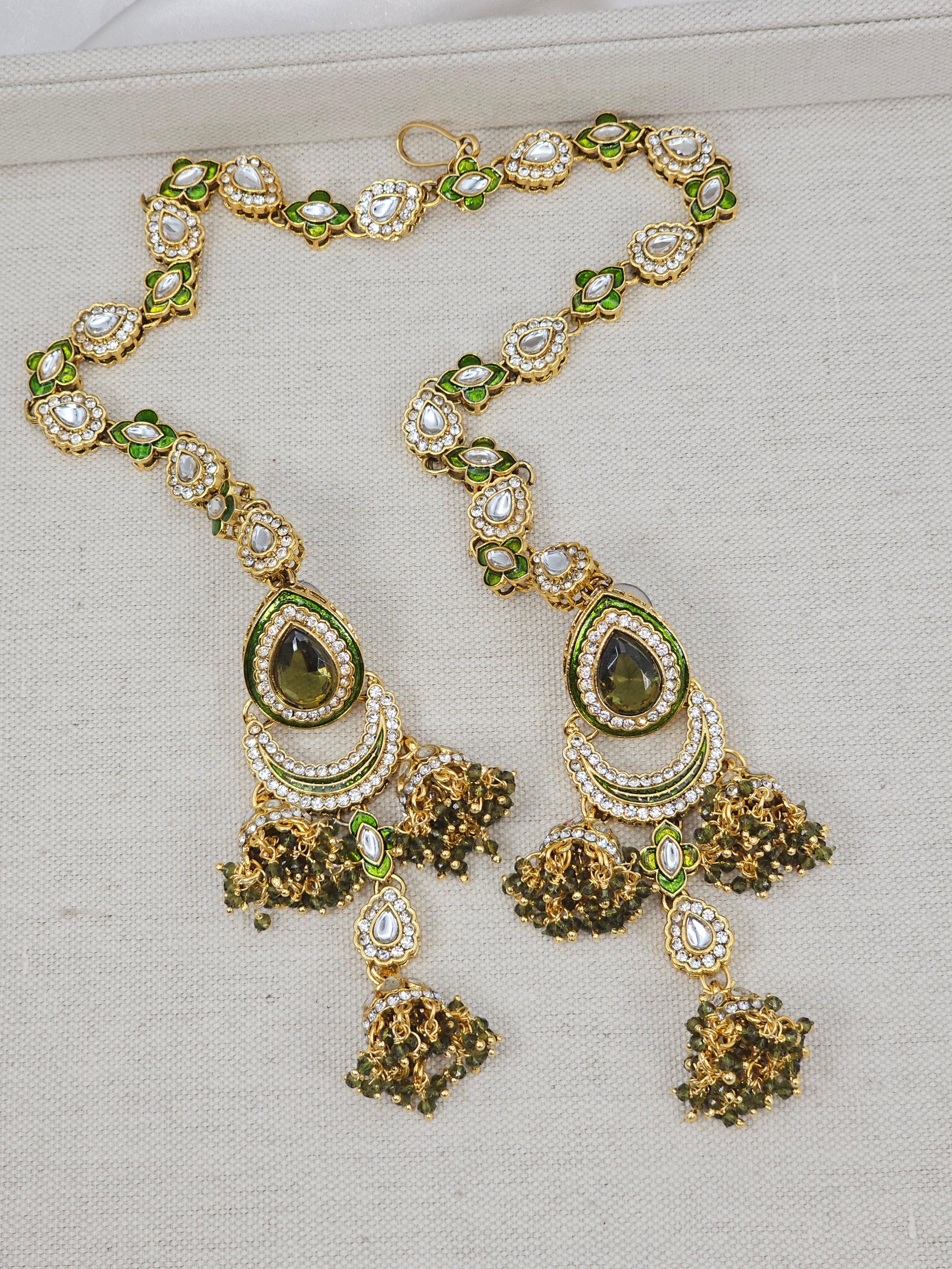 Nora - Kundan Jhumka Earrings with Attached Earchains – Jhumki | Fancy Fab Jewels UK