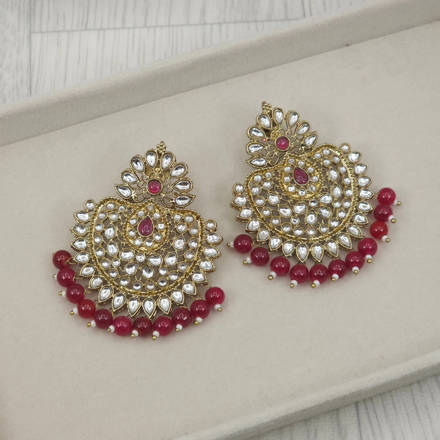 Saima Gold Kundan Chandbali Earrings – Earrings | Fancy Fab Jewels UK