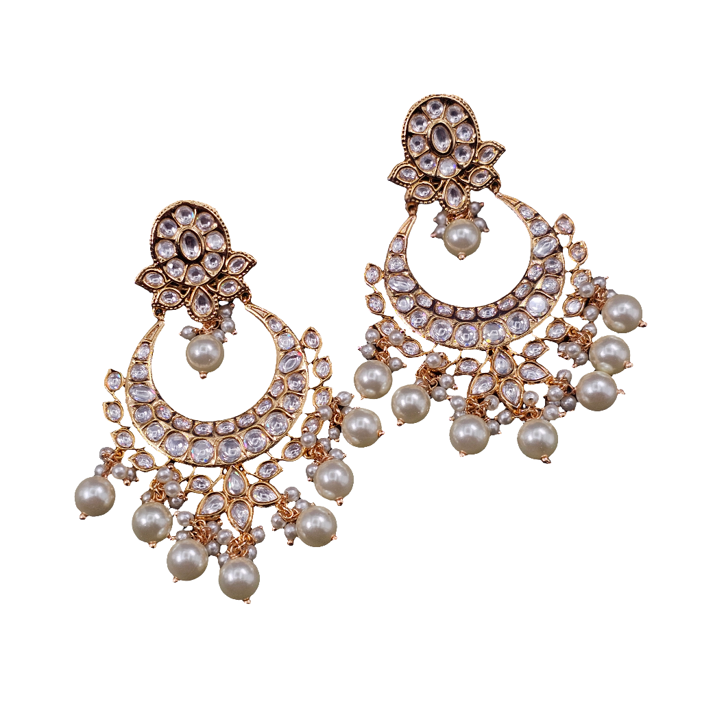 Lara Exclusive Moissanite Chandbali Earrings – Earrings | Fancy Fab Jewels UK