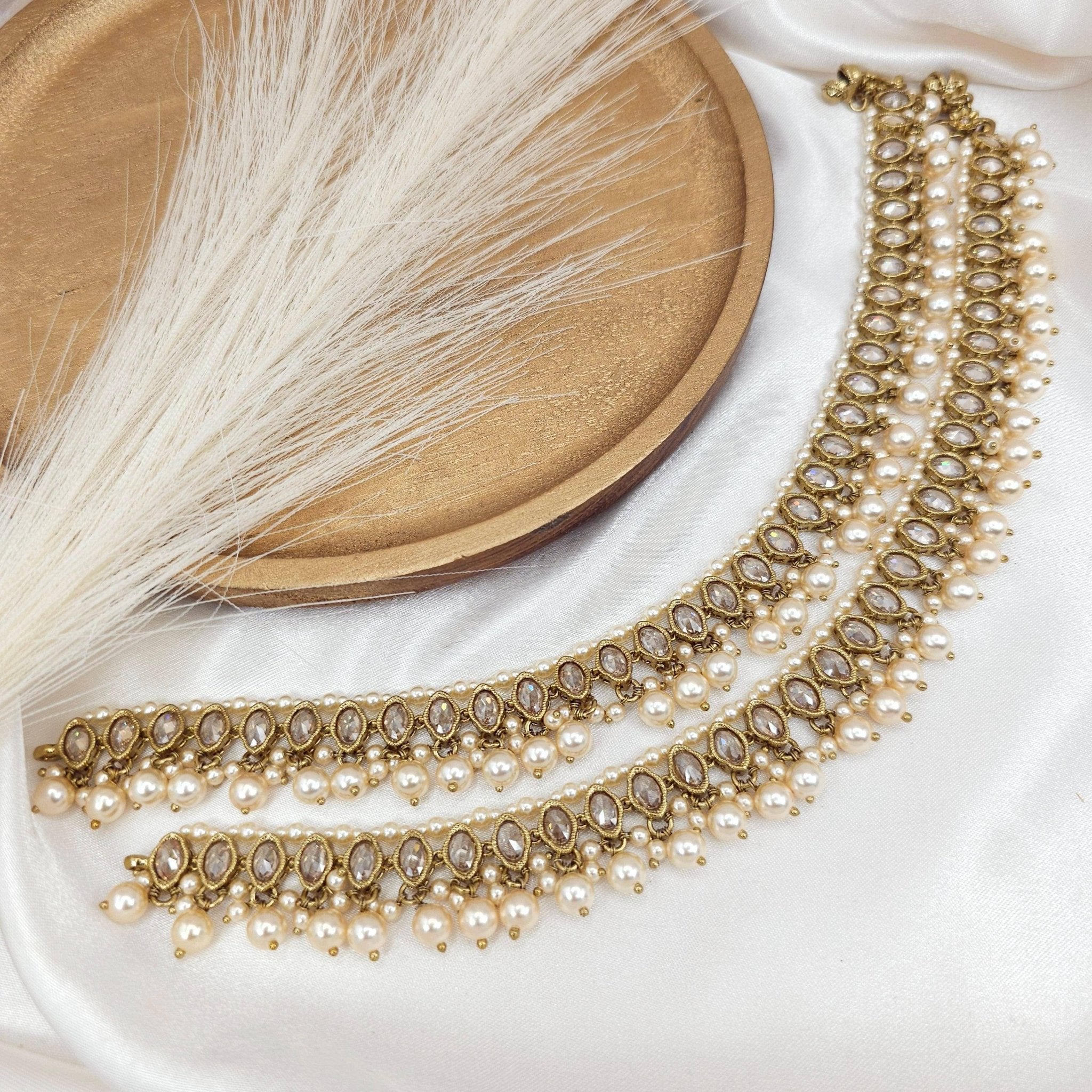 Janvi - Antique Gold Polki Statement Anklets | Jhanjara – Anklet | Fancy Fab Jewels UK