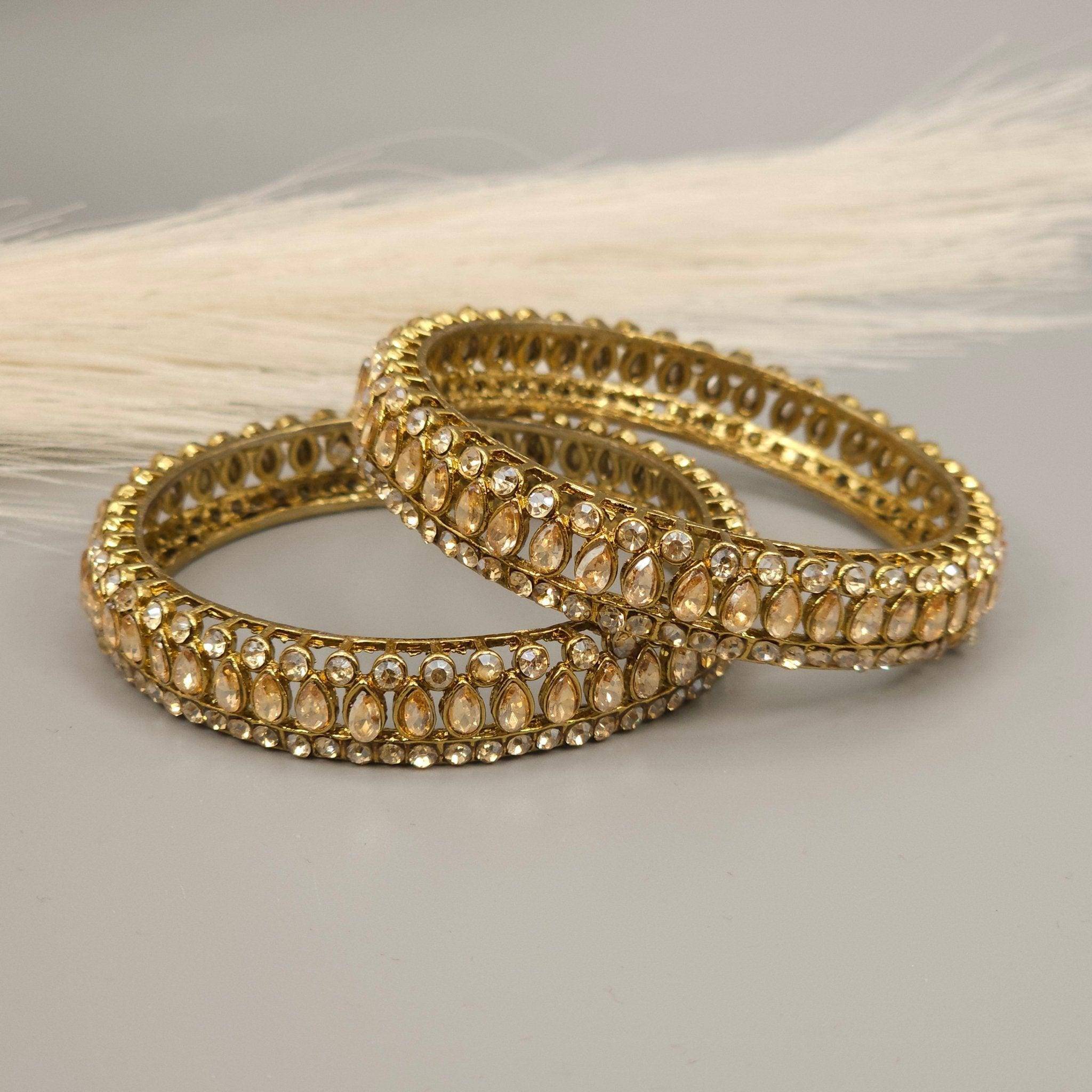 Radiyah - Pair of original Antique Gold Polki Kangan – Bangles | Fancy Fab Jewels UK