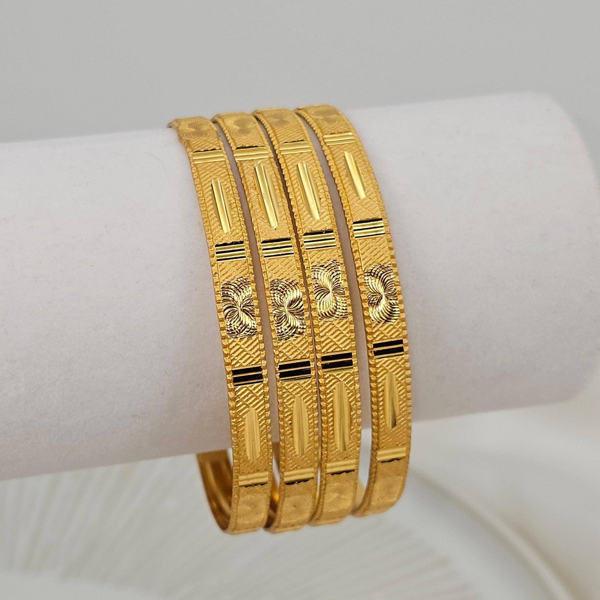 Set of 4 Gold Plated Indian Bangles – Bangles | Fancy Fab Jewels UK