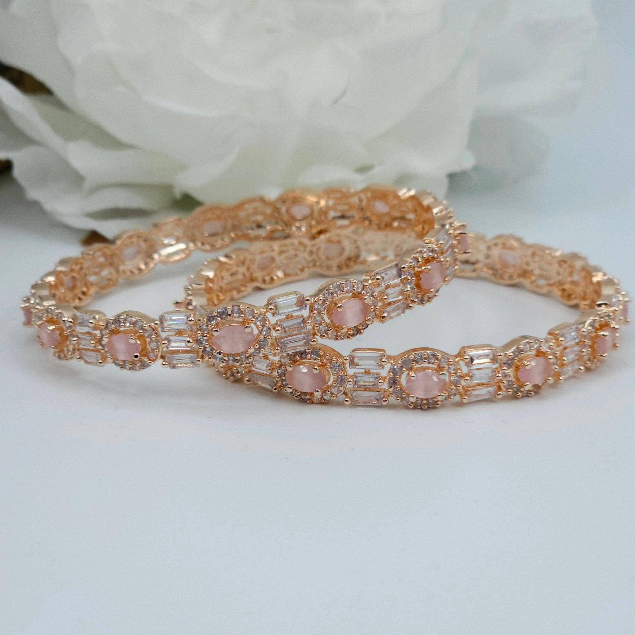 Pair of Rose Gold Bangles - Pink – Bangles | Fancy Fab Jewels UK