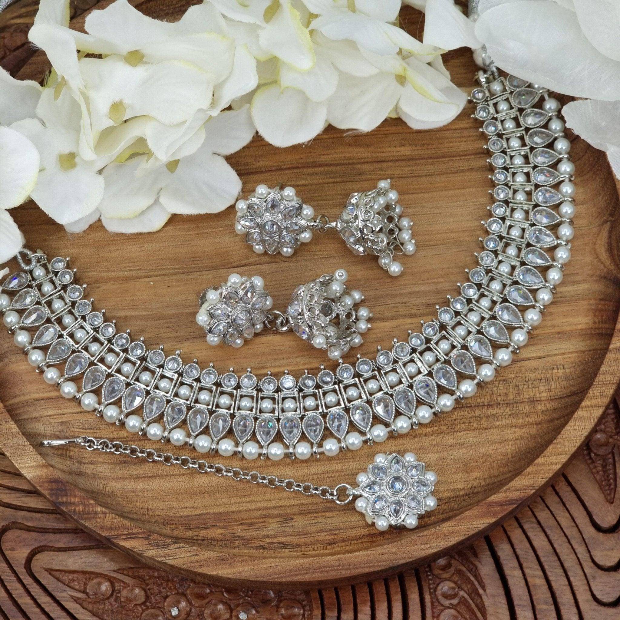 ANITA Black Necklace Set Silver – choker necklace | Fancy Fab Jewels UK
