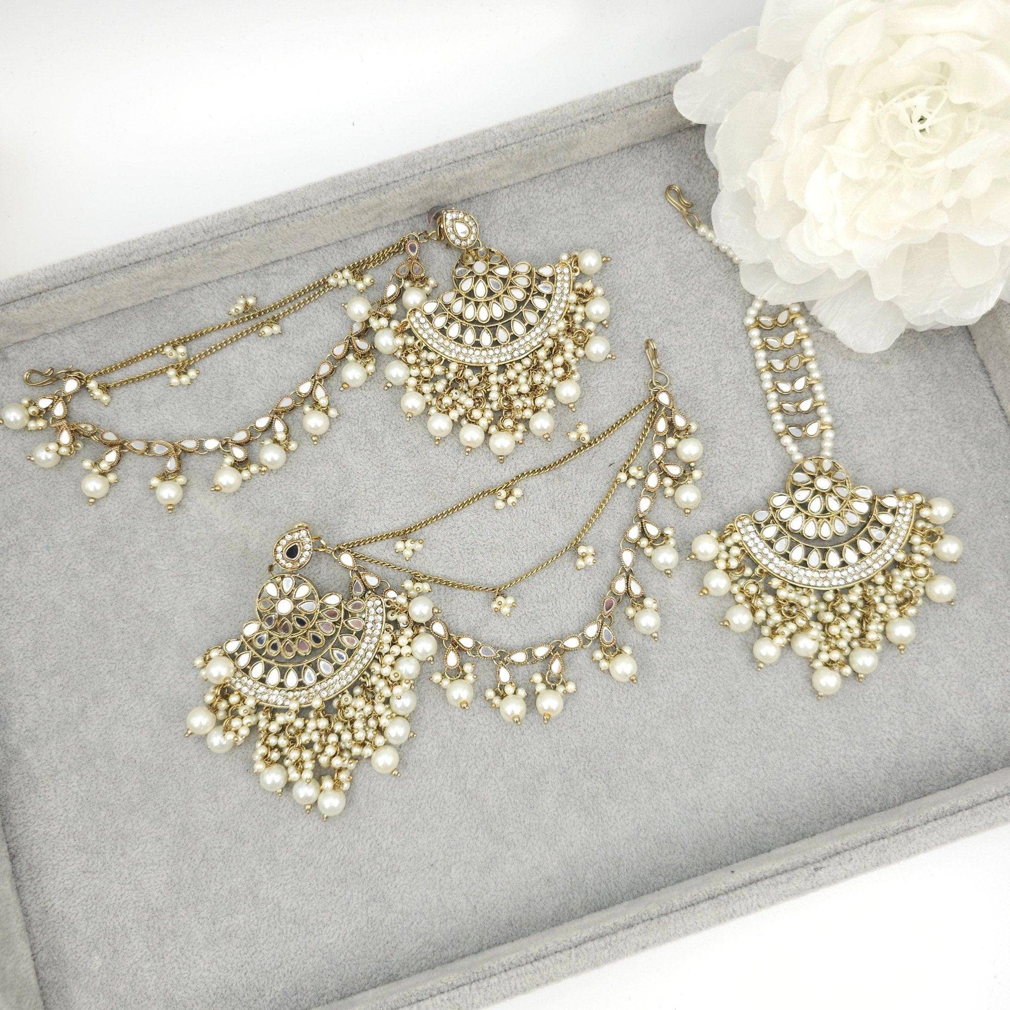Noori - Mirror Earrings Tikka Set – Earrings | Fancy Fab Jewels UK
