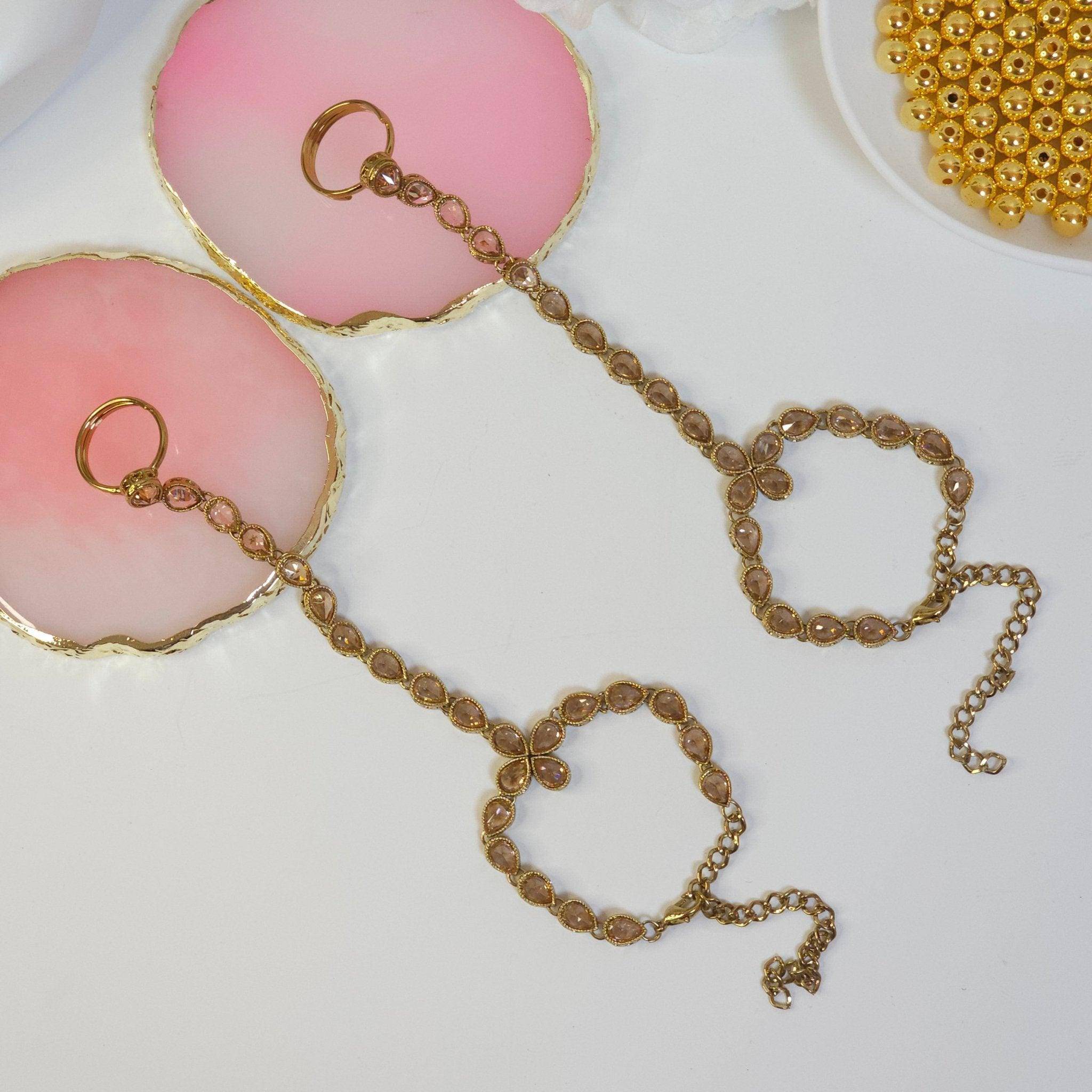 Muneera Antique Polki Tear Drop Hand Pieces – Hand Pieces | Fancy Fab Jewels UK