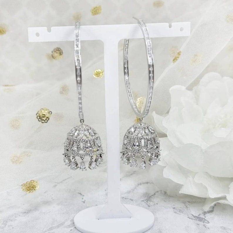 Anya Silver Polished Bali Hoop Jhumka Earrings – Jhumki | Fancy Fab Jewels UK