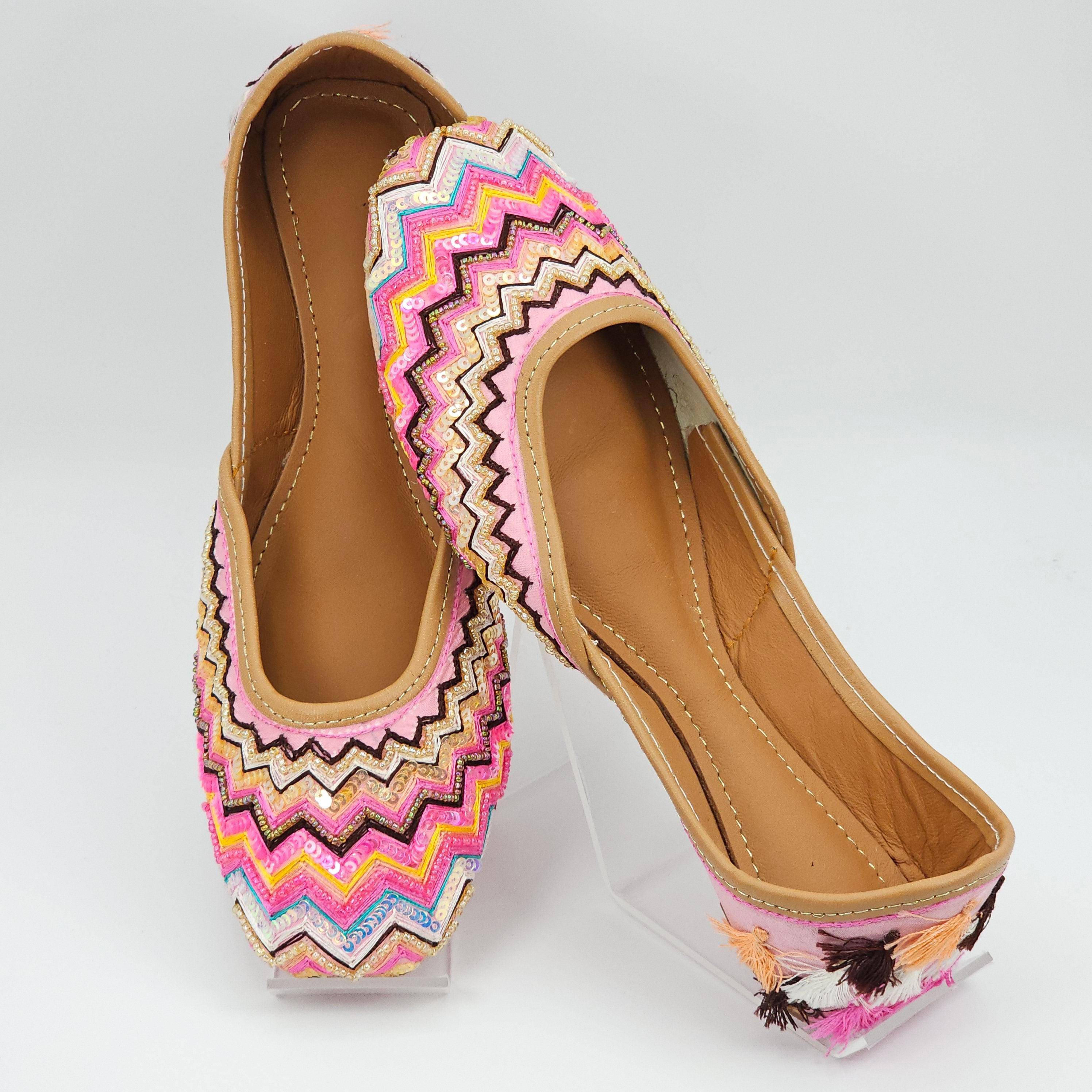 Sitara - Pink Multicolour Handcrafted Jutti – Jutti | Fancy Fab Jewels UK