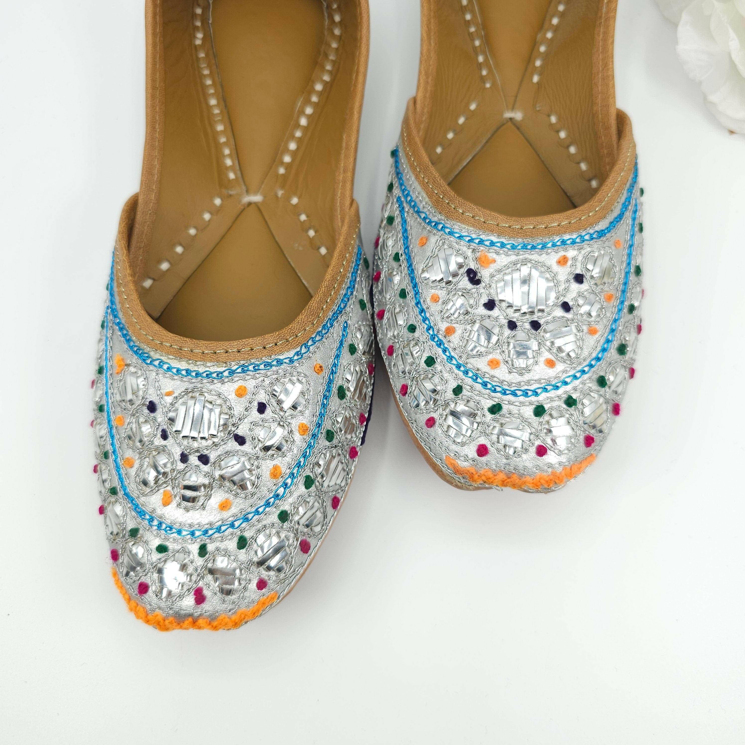 Thiea - Silver Foil work leather Ballerina Jutti Shoes – Jutti | Fancy Fab Jewels UK