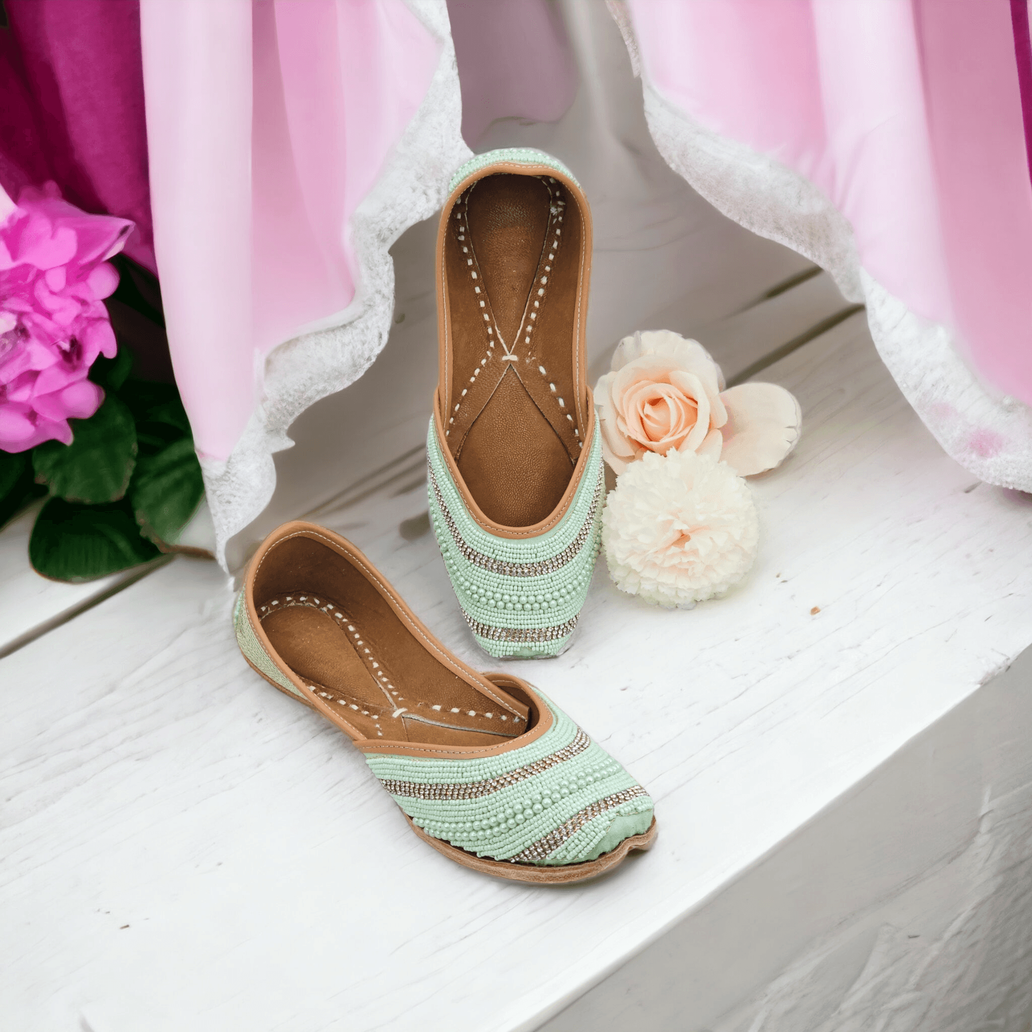 Rina Light Green Gold Pearl – Jutti | Fancy Fab Jewels UK