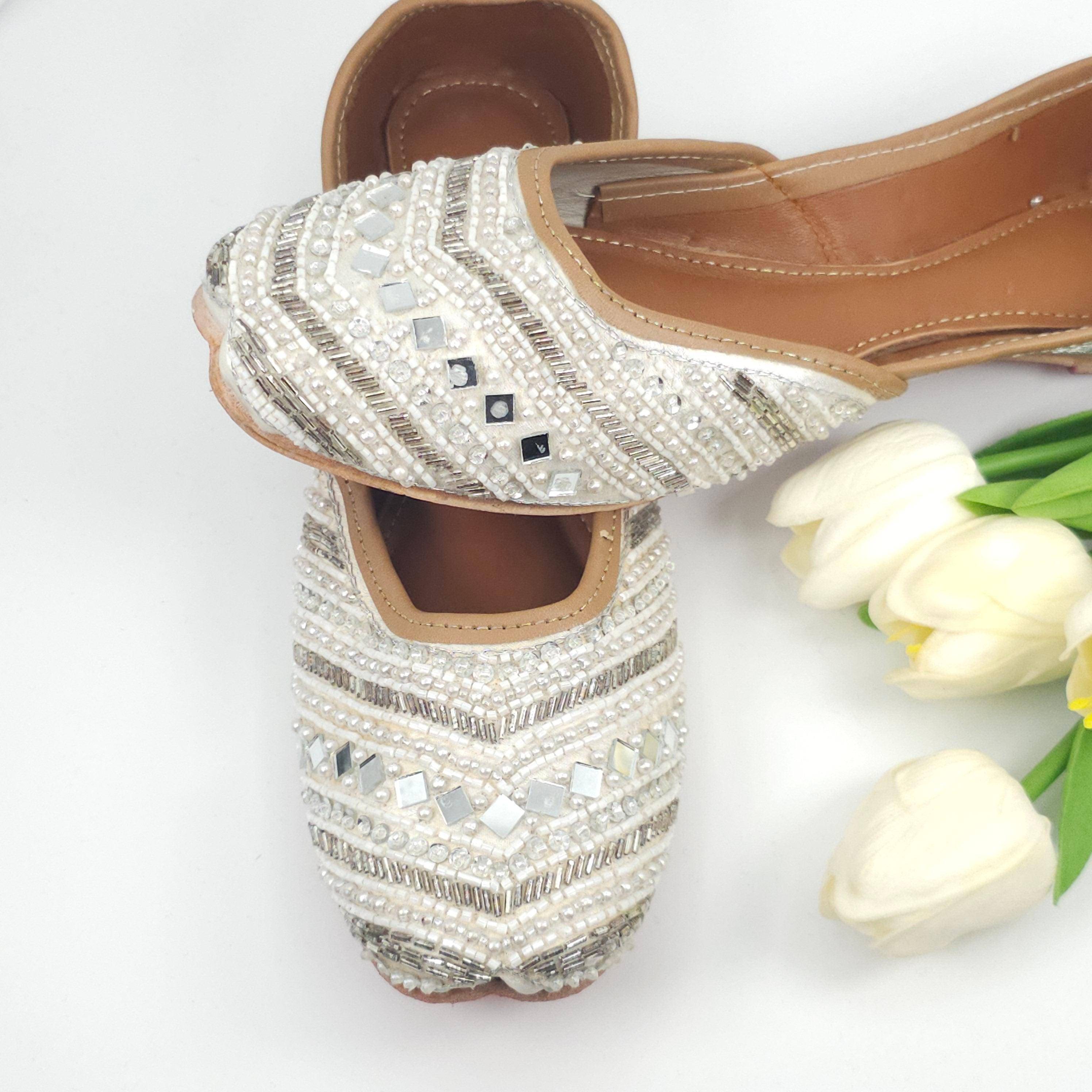 Snowie - Womens White Ballerina Jutti Shoes – juttis | Fancy Fab Jewels UK