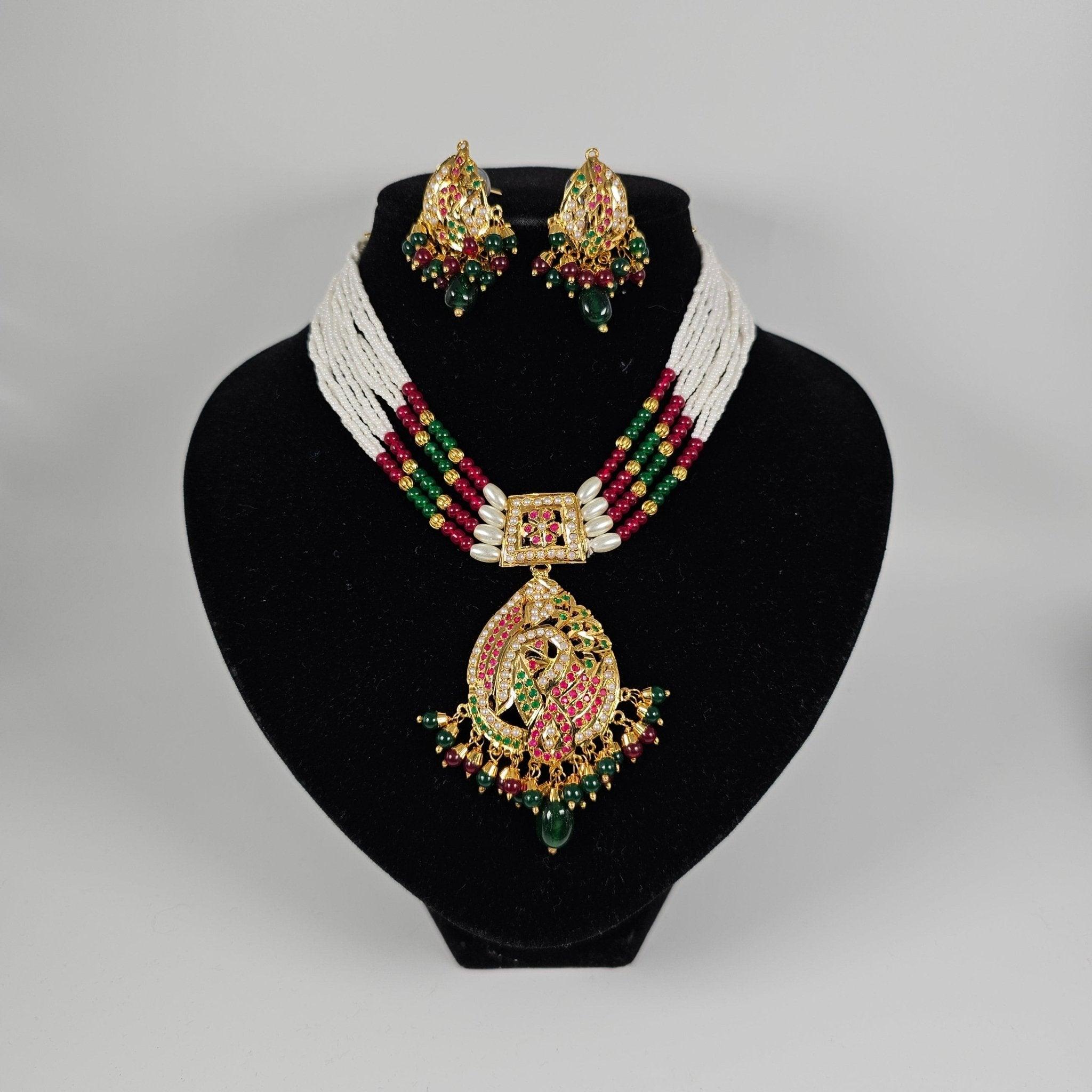 Premium Shani Jadau Nauratan Choker Set - High-Quality Indian Jewelry for a Luxurious Look – long necklace | Fancy Fab Jewels UK