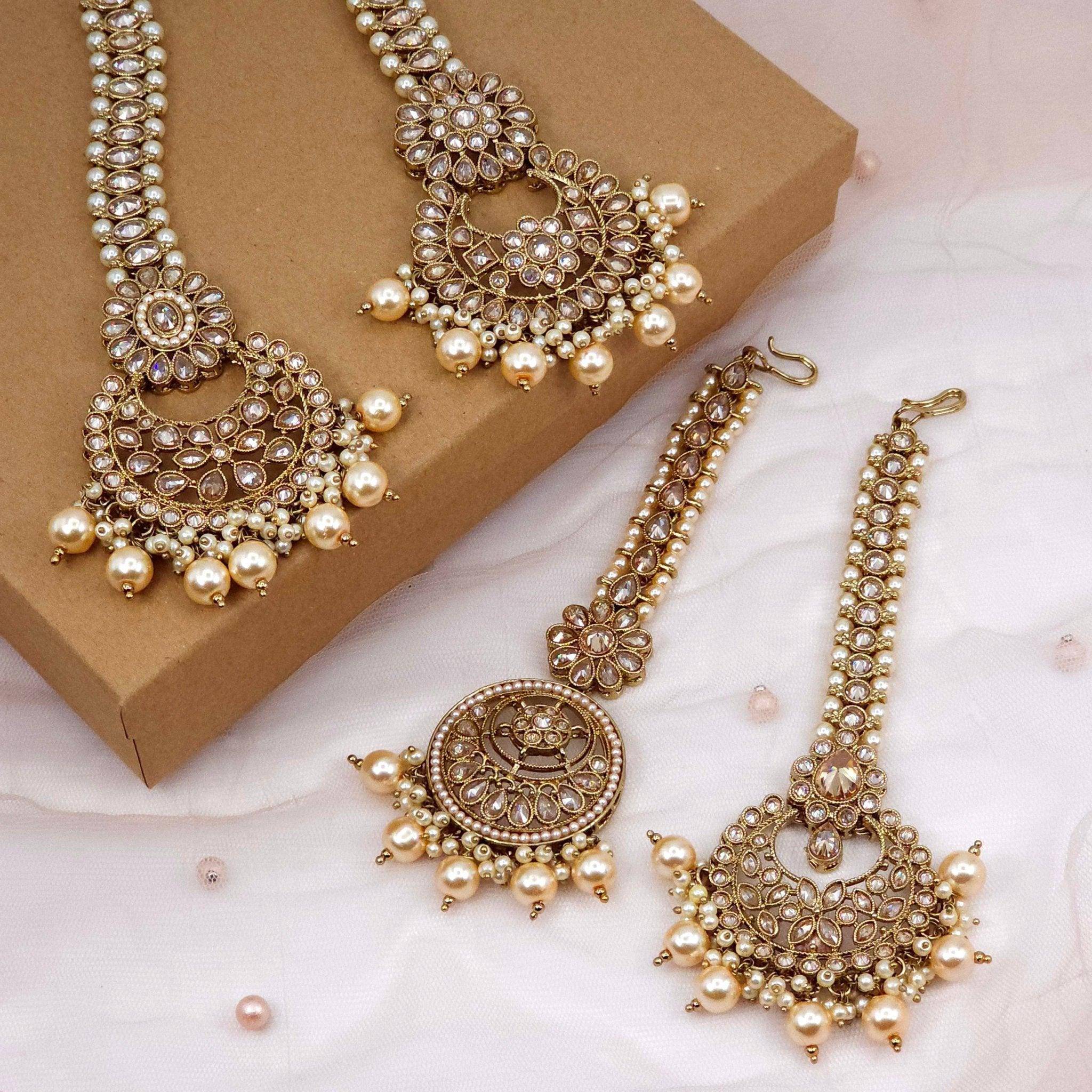 Nisha Antique Polki Maang Tikka Gold – Mangtikka | Fancy Fab Jewels UK