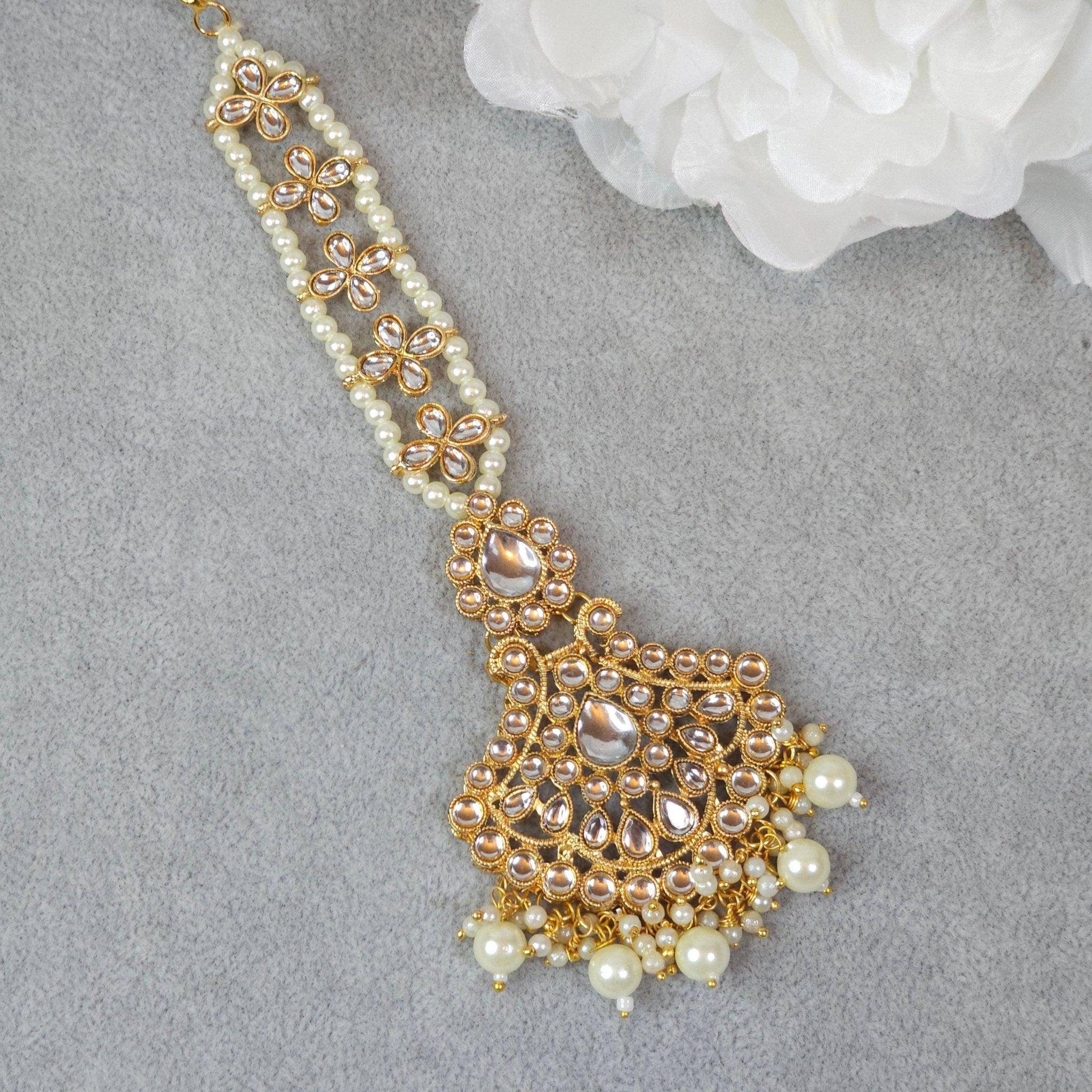 Layla - Gold Plated Kundan Beade Maang Tikka – Mangtikka | Fancy Fab Jewels UK