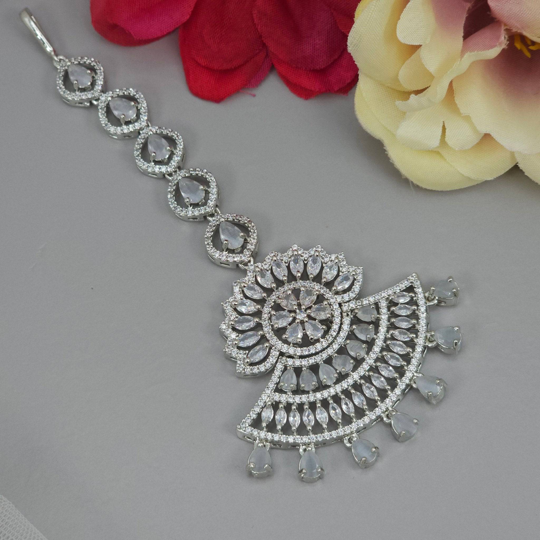 Roohi CZ Mangtikka - Silver Gray – Mangtikka | Fancy Fab Jewels UK