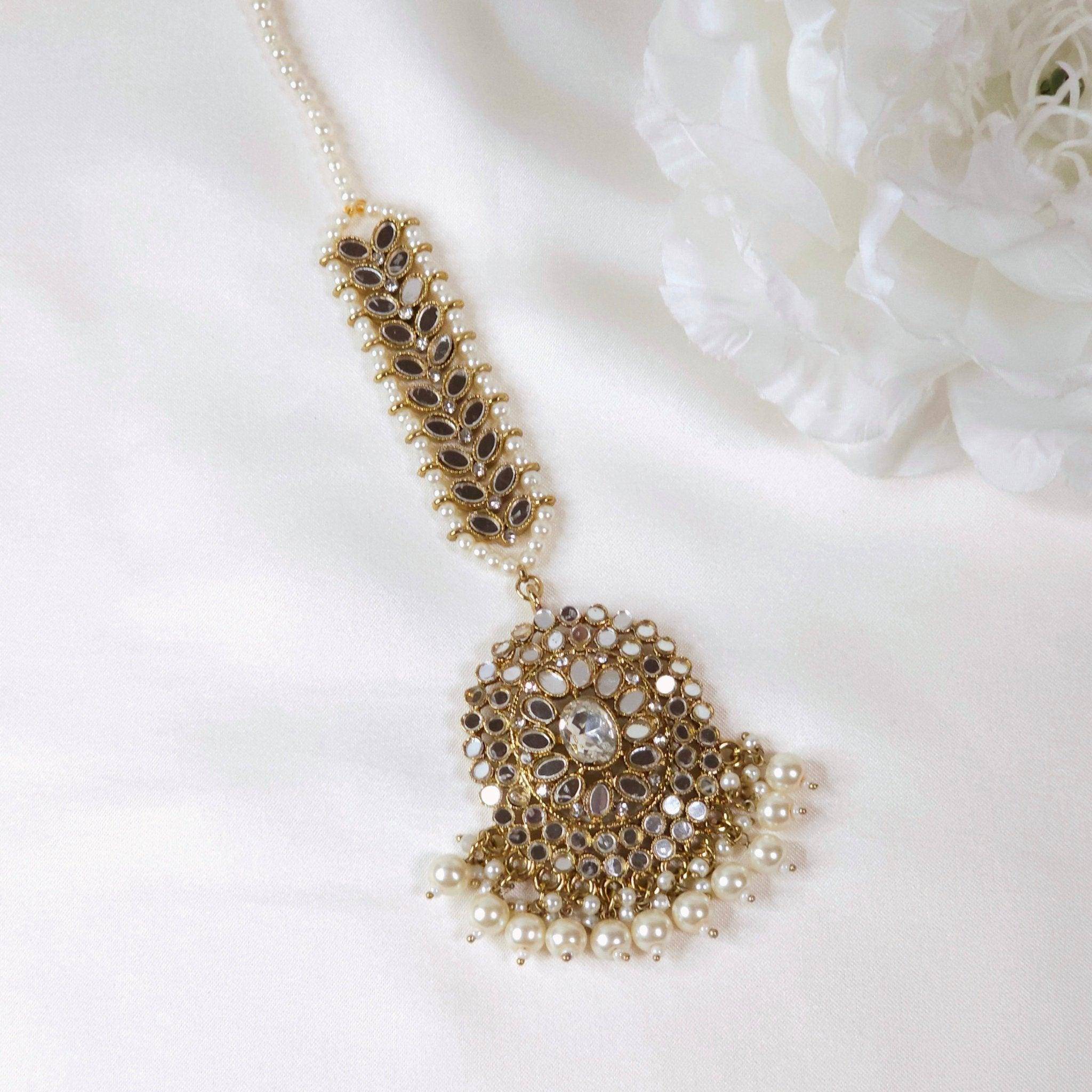 Aaina mirror maang tikka - oval – Mangtikka | Fancy Fab Jewels UK