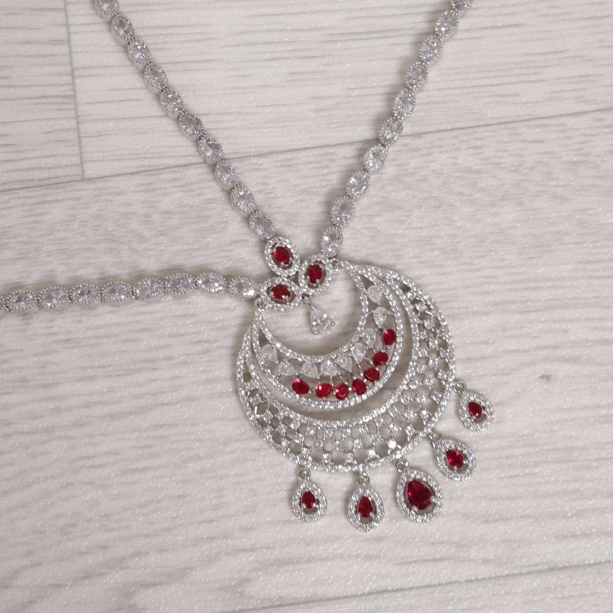 Sofia Anerican Diamond CZ Silver Plated Ruby Mathapatti – Mathapatti | Fancy Fab Jewels UK