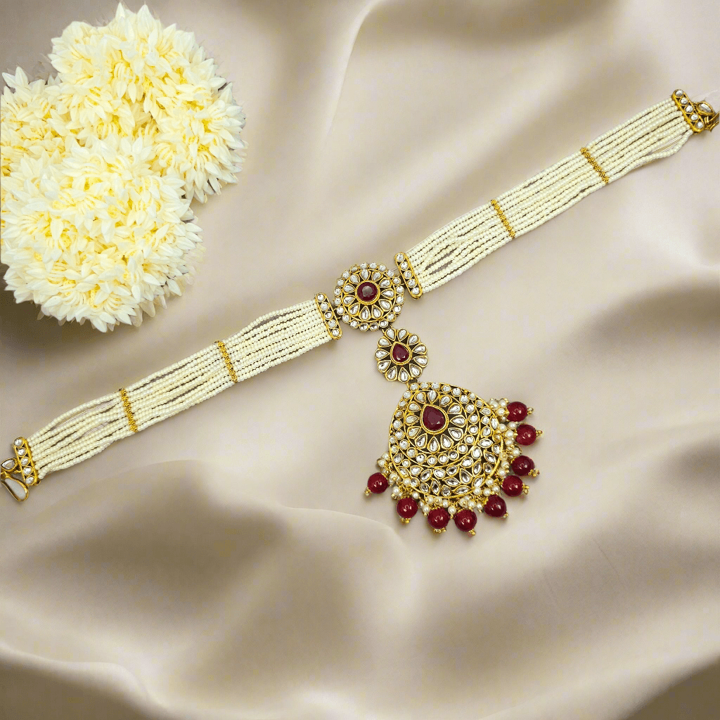 Mona Kundan Bridal Mathapatti/Headchain – Mathapatti | Fancy Fab Jewels UK