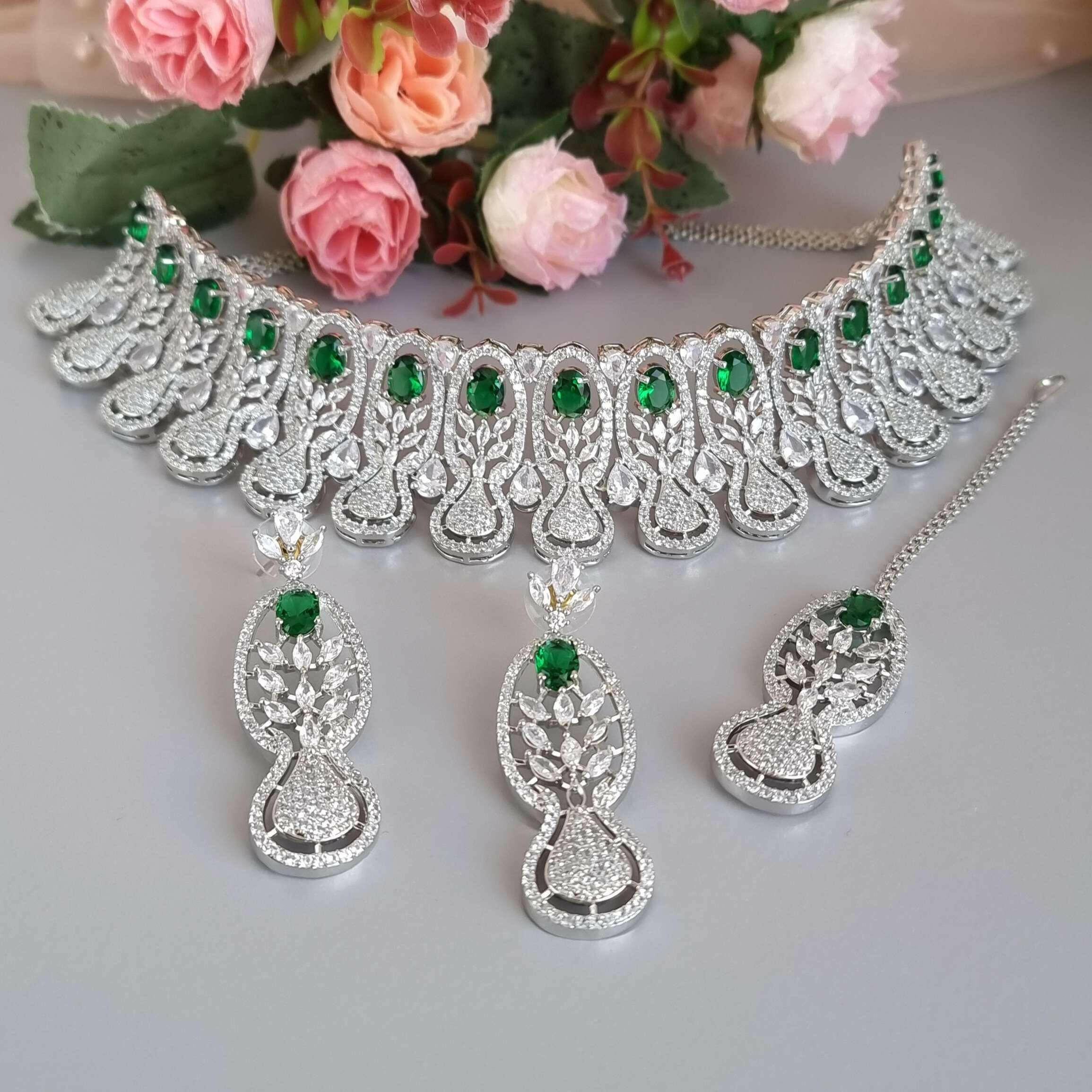 Simi Choker Set Emerald Green – Nacklace | Fancy Fab Jewels UK