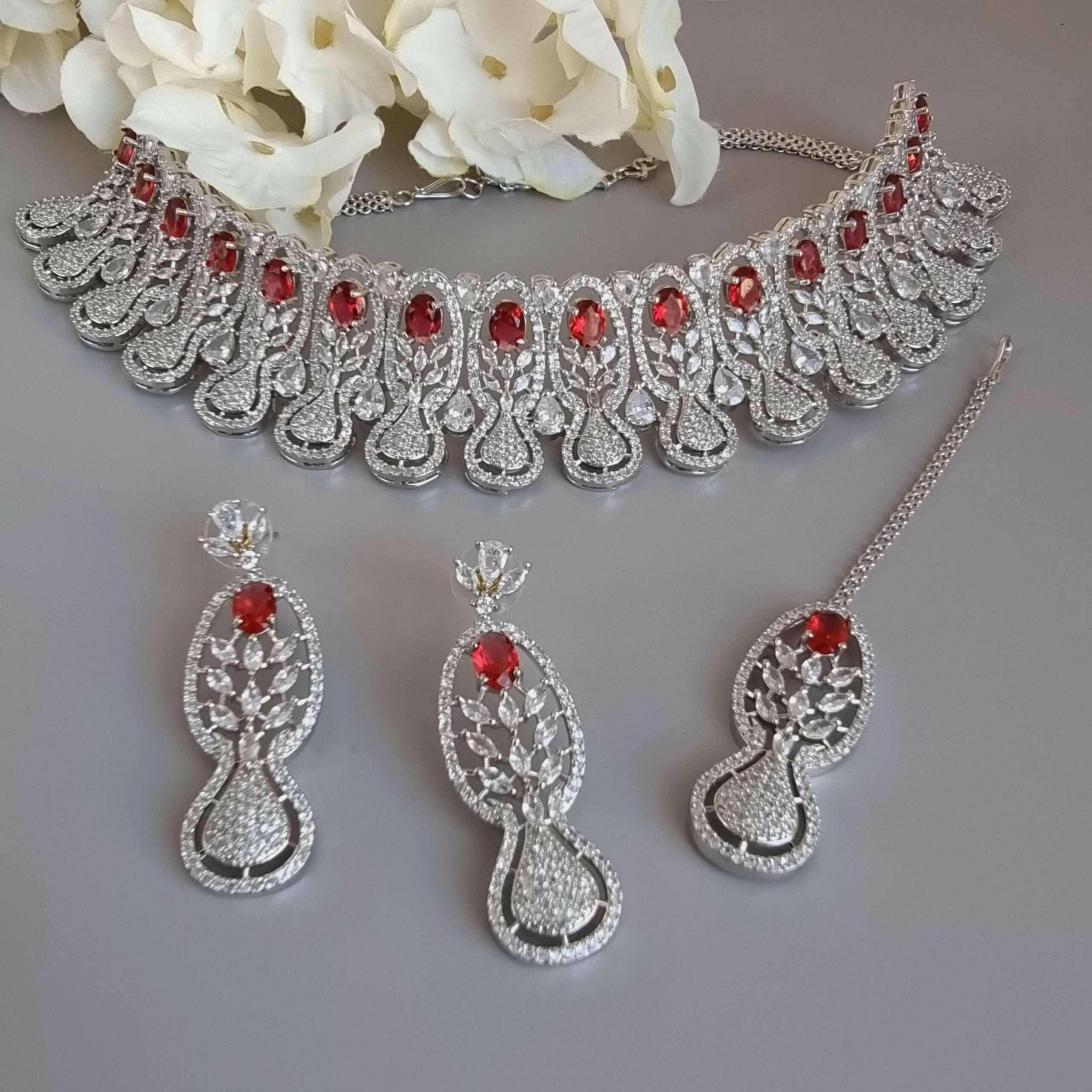 Simi Choker Set Ruby Pink – Nacklace | Fancy Fab Jewels UK