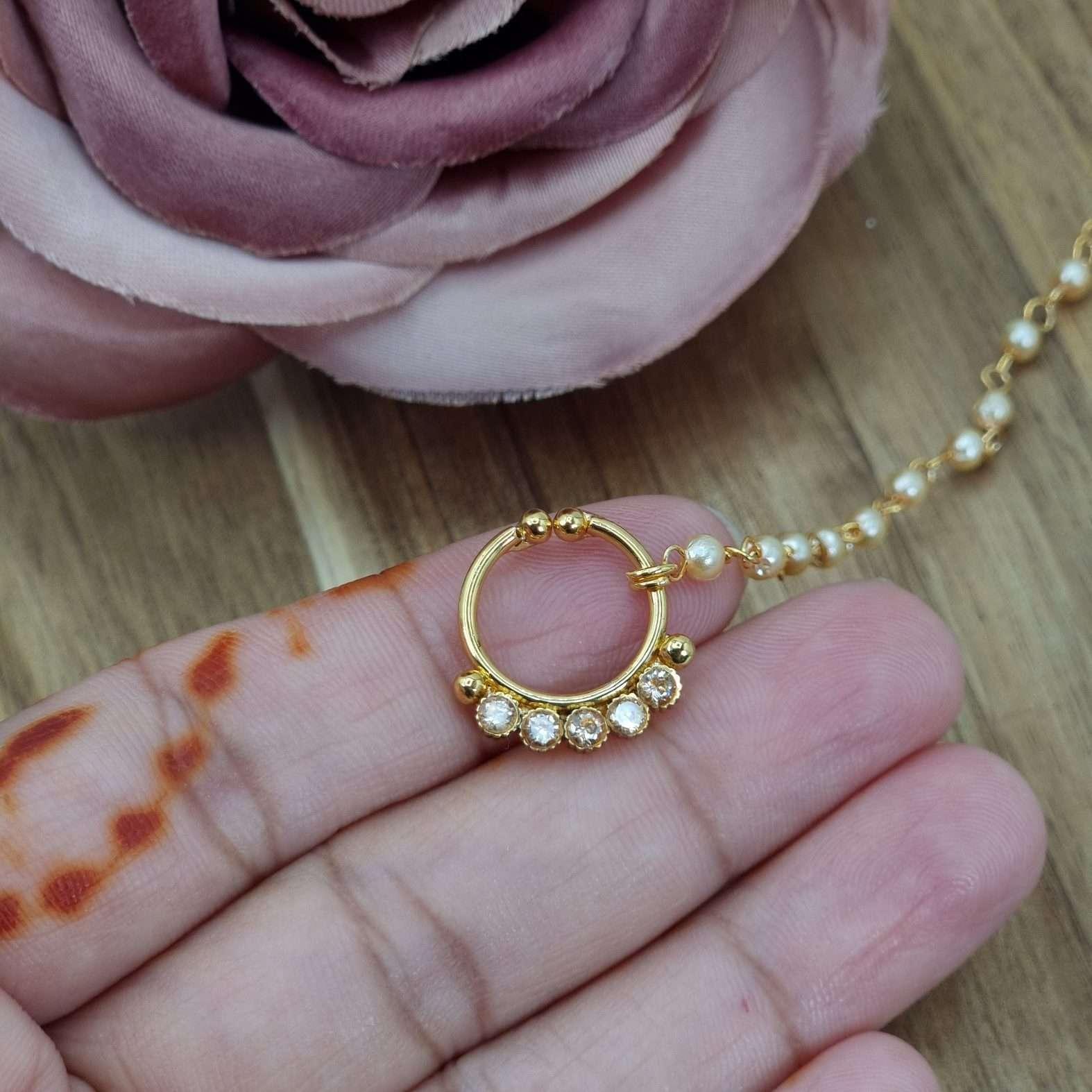 Amruta Antique Gold Nose Ring 1cm – Nose Ring | Fancy Fab Jewels UK