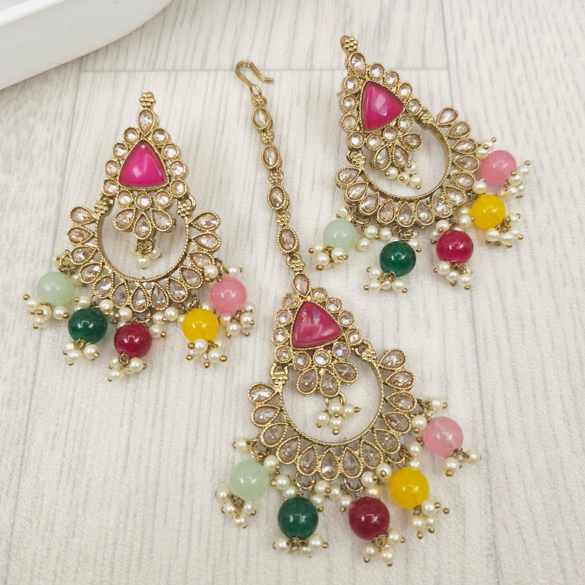 Sharia Earrings and Tikka Set – Tikka set | Fancy Fab Jewels UK