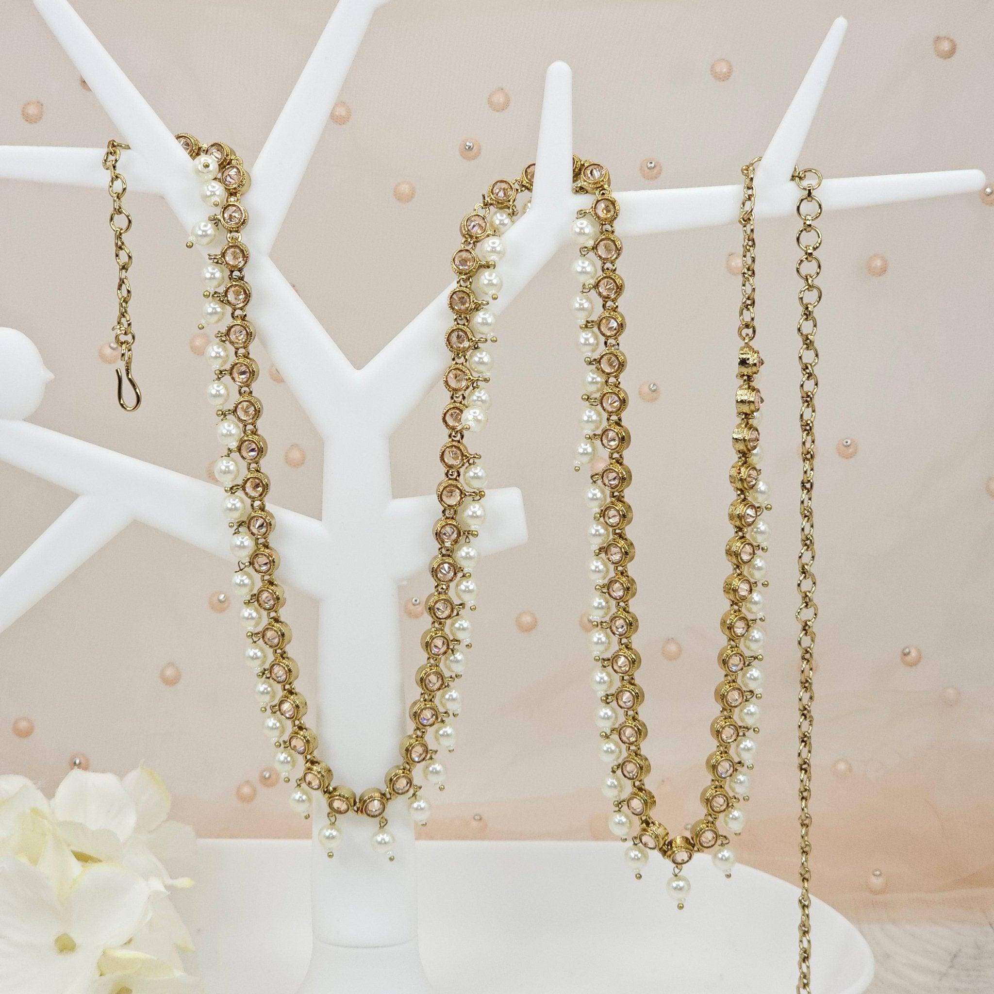 Maya - Antique Gold Polki Pearl Detail Indian Waist Chain – waist chain | Fancy Fab Jewels UK