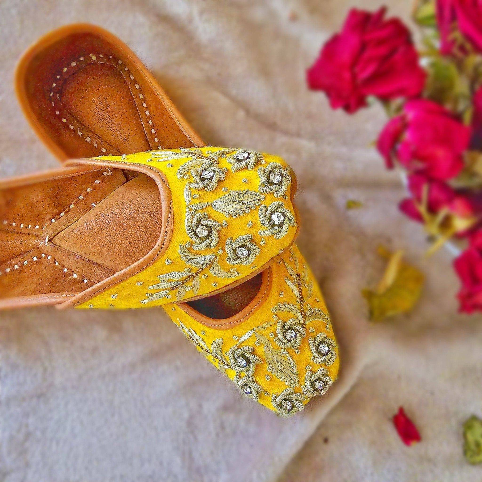 Radhika Yellow Gold Pearl Jutti – womens jutti | Fancy Fab Jewels UK
