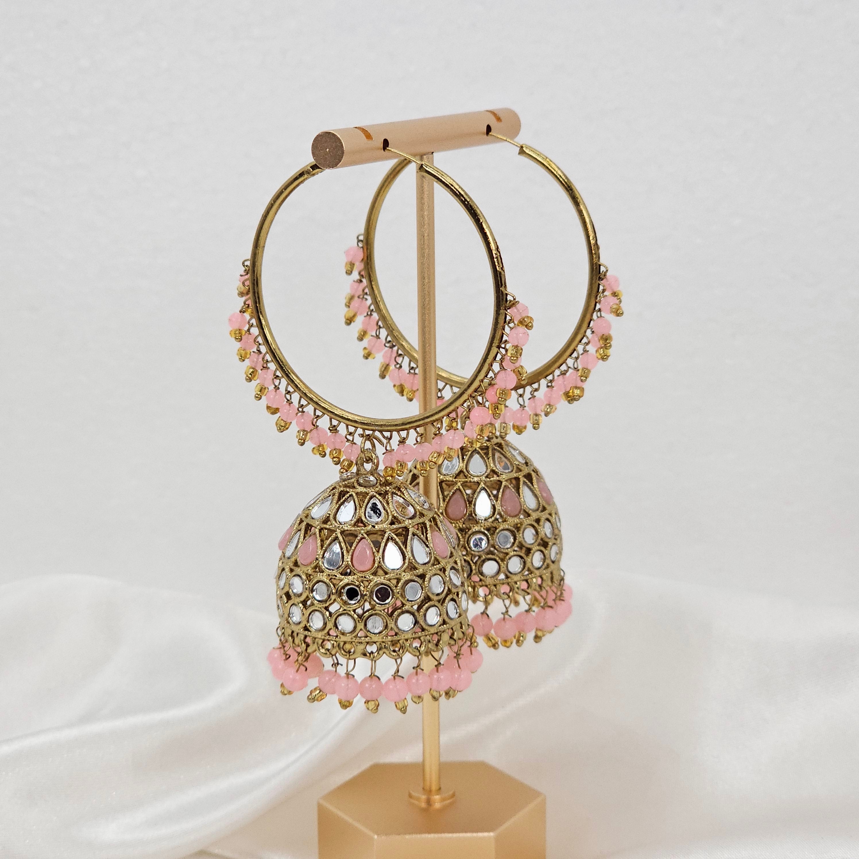 Anu - Antique Gold Mirrored Statement Jhumki Earrings – Jhumki | Fancy Fab Jewels UK