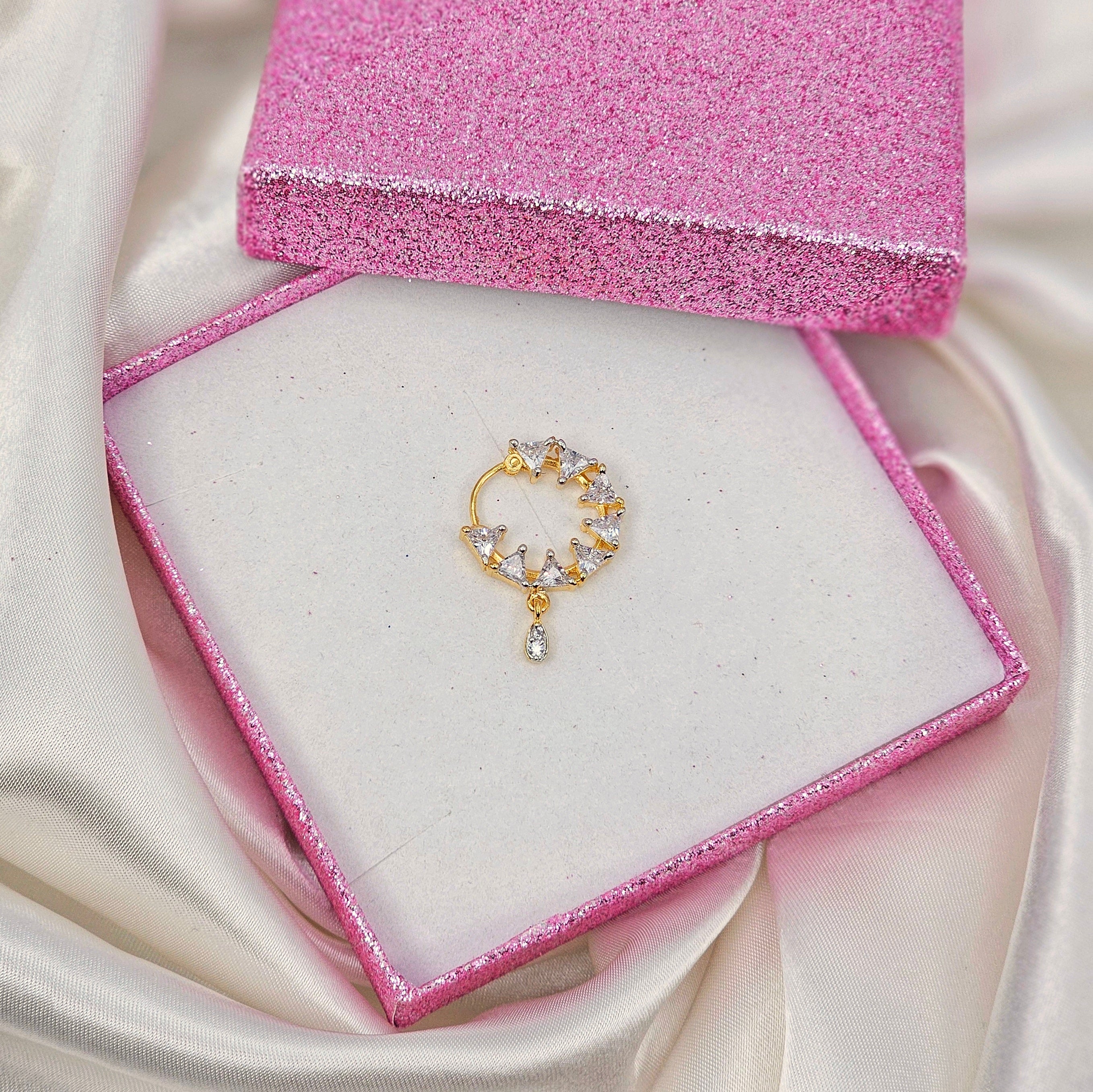 1.5cm wide American Diamond Pierced Nose Ring – Nose Ring | Fancy Fab Jewels UK