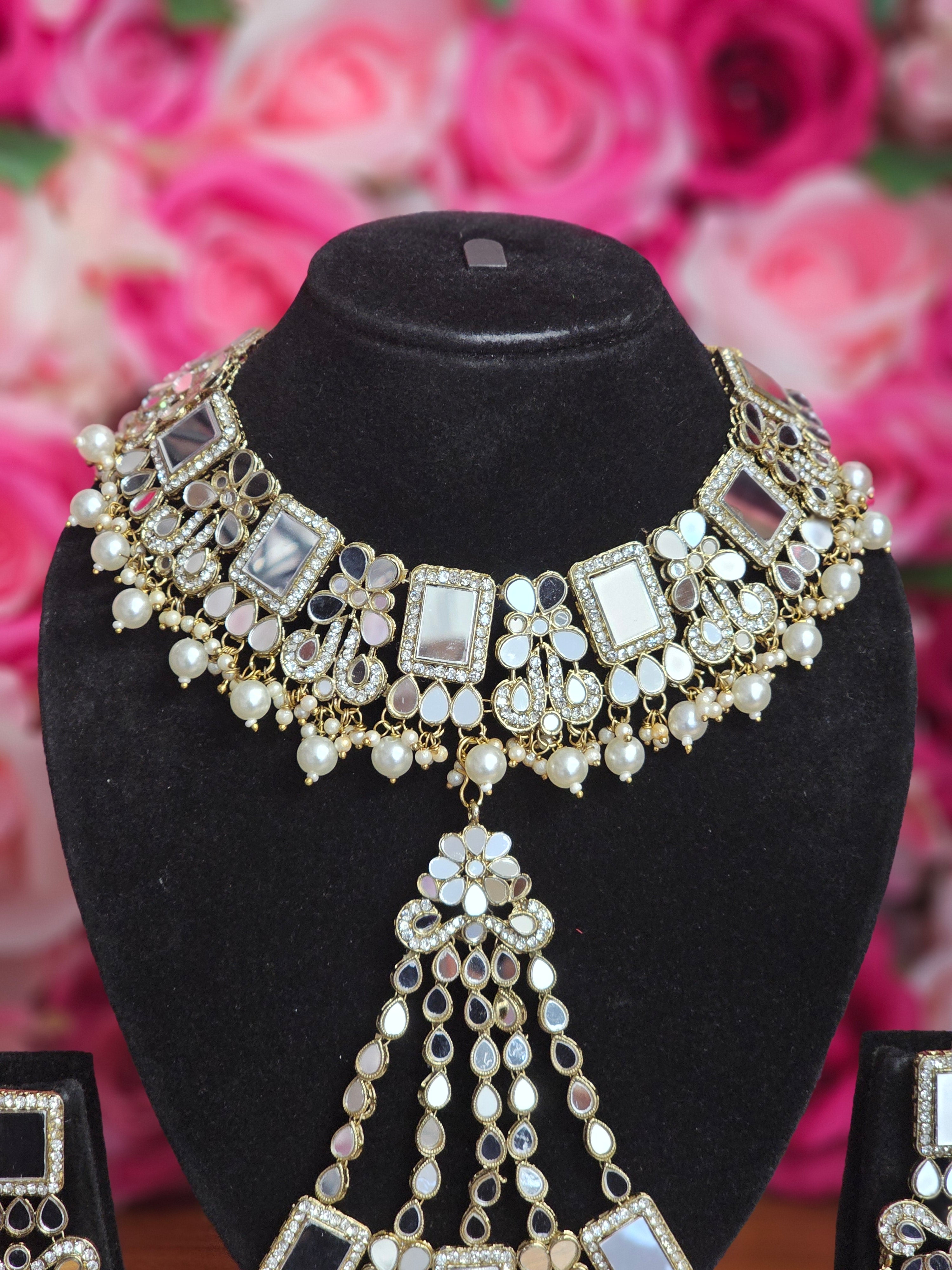 Humaira Mirror Jewellery Set – choker necklace | Fancy Fab Jewels UK