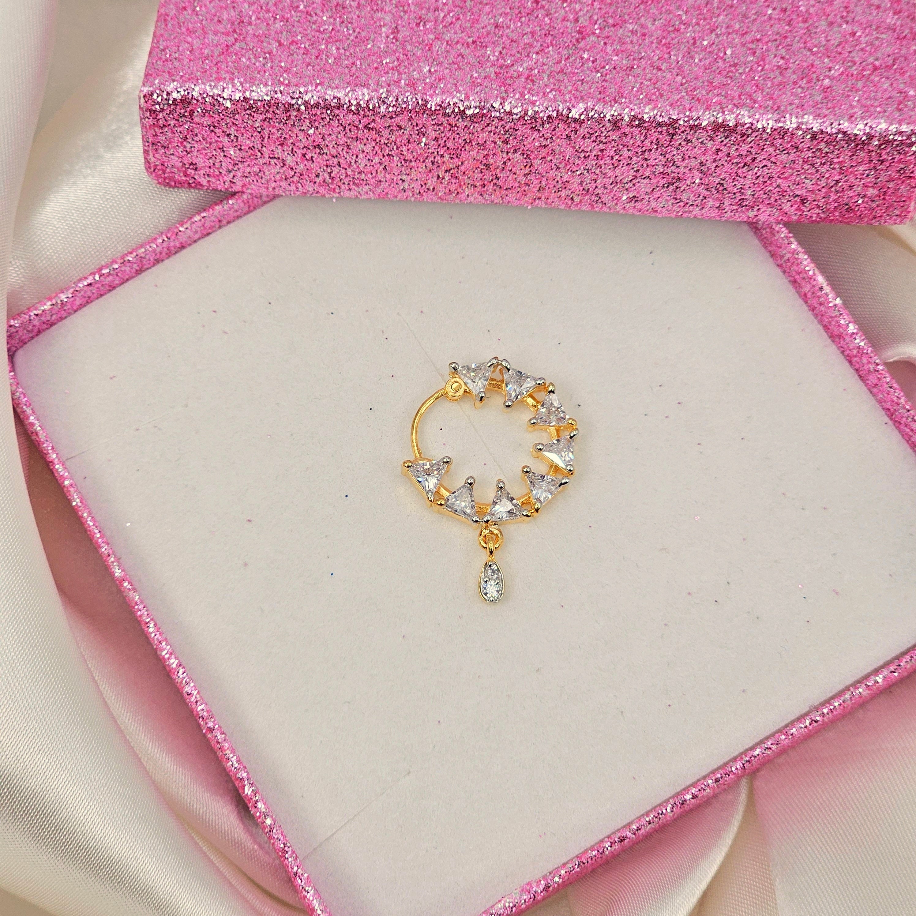 1.5cm wide American Diamond Pierced Nose Ring – Nose Ring | Fancy Fab Jewels UK