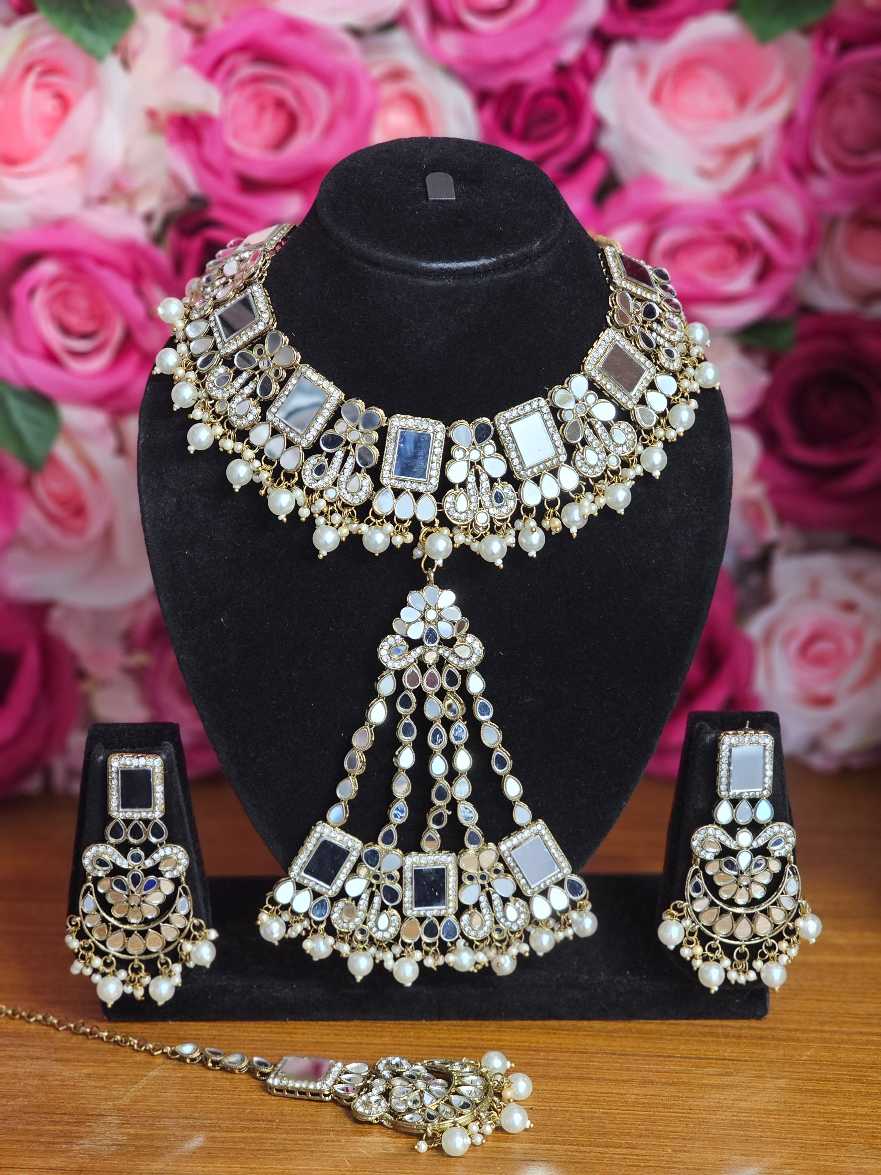 Humaira Mirror Jewellery Set – choker necklace | Fancy Fab Jewels UK