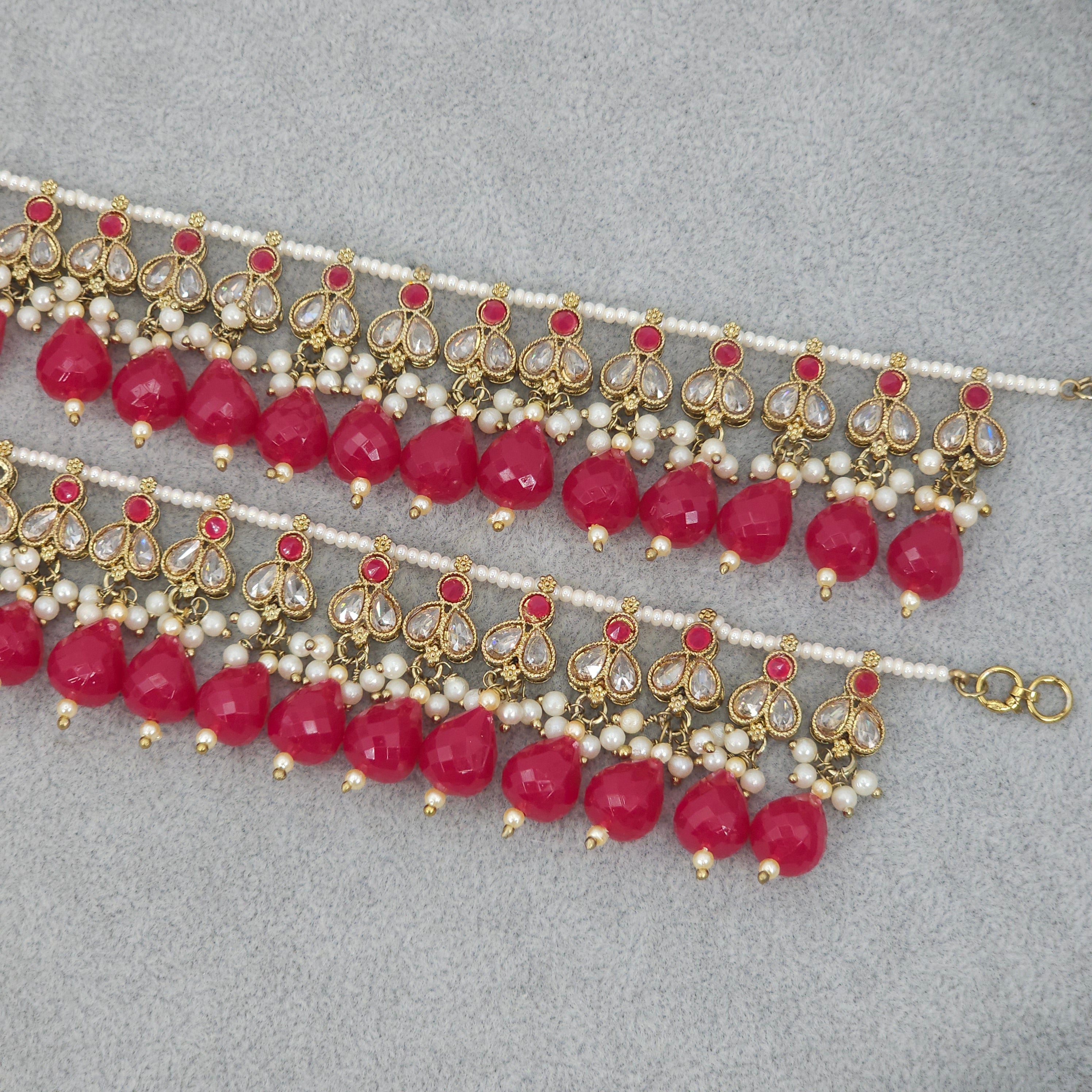 Veena - Polki and Pearl Earring Chains – Ear Chain | Fancy Fab Jewels UK