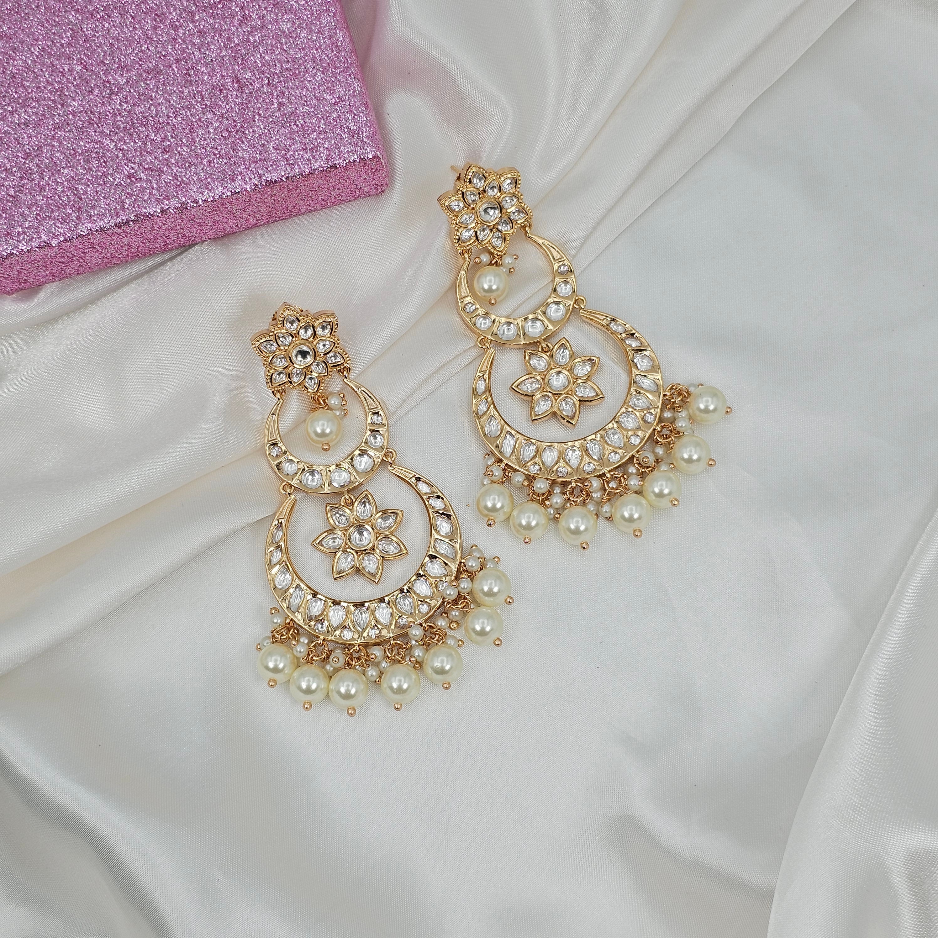Women's Stunning Kundan Chandbali Earrings – Earrings | Fancy Fab Jewels UK