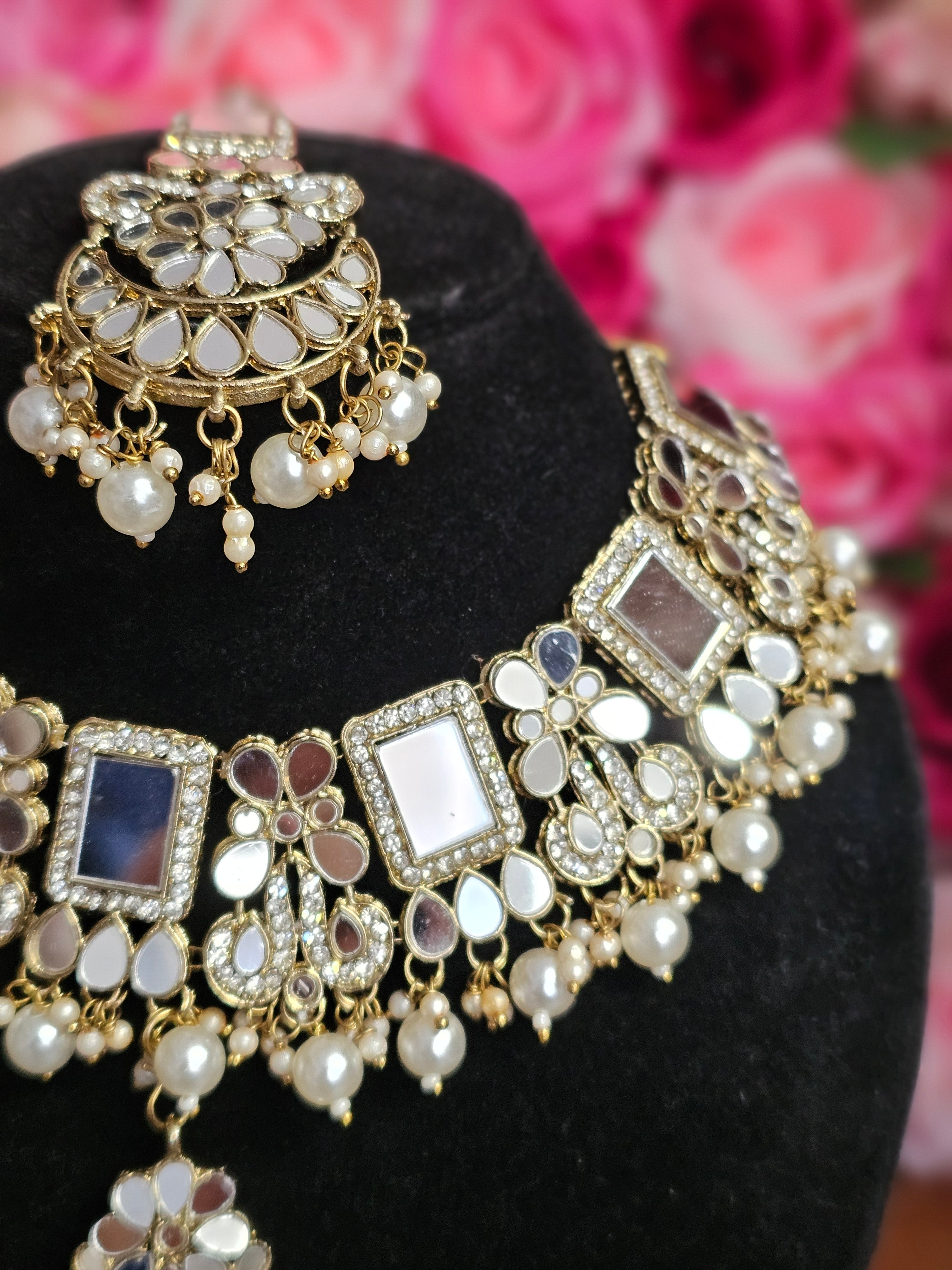 Humaira Mirror Jewellery Set – choker necklace | Fancy Fab Jewels UK