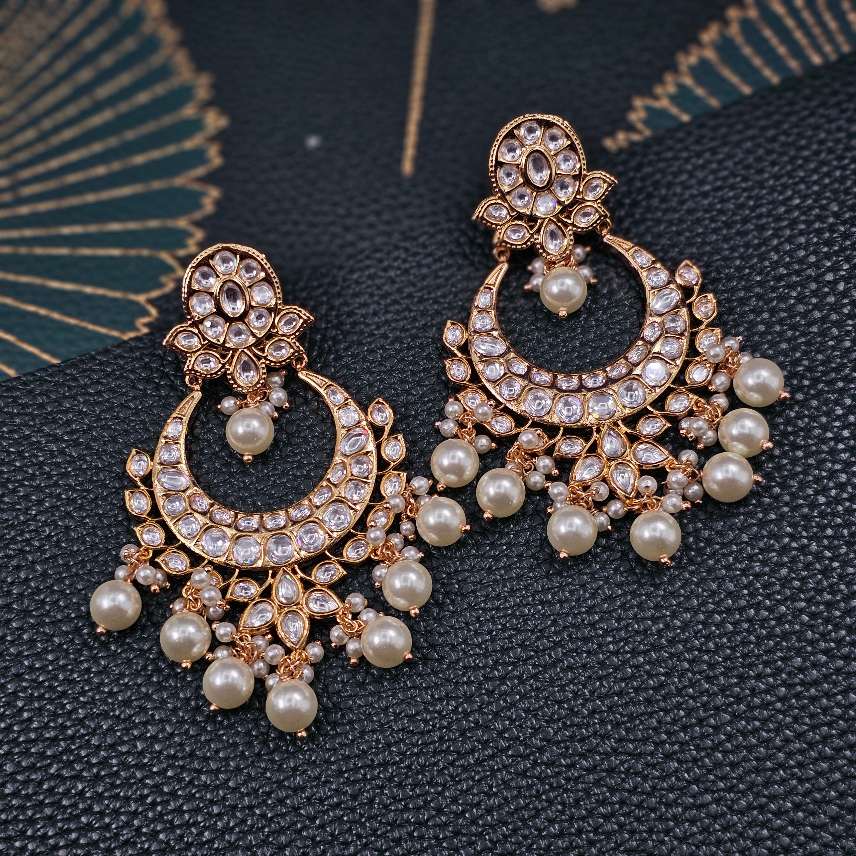 Lara Exclusive Moissanite Chandbali Earrings – Earrings | Fancy Fab Jewels UK