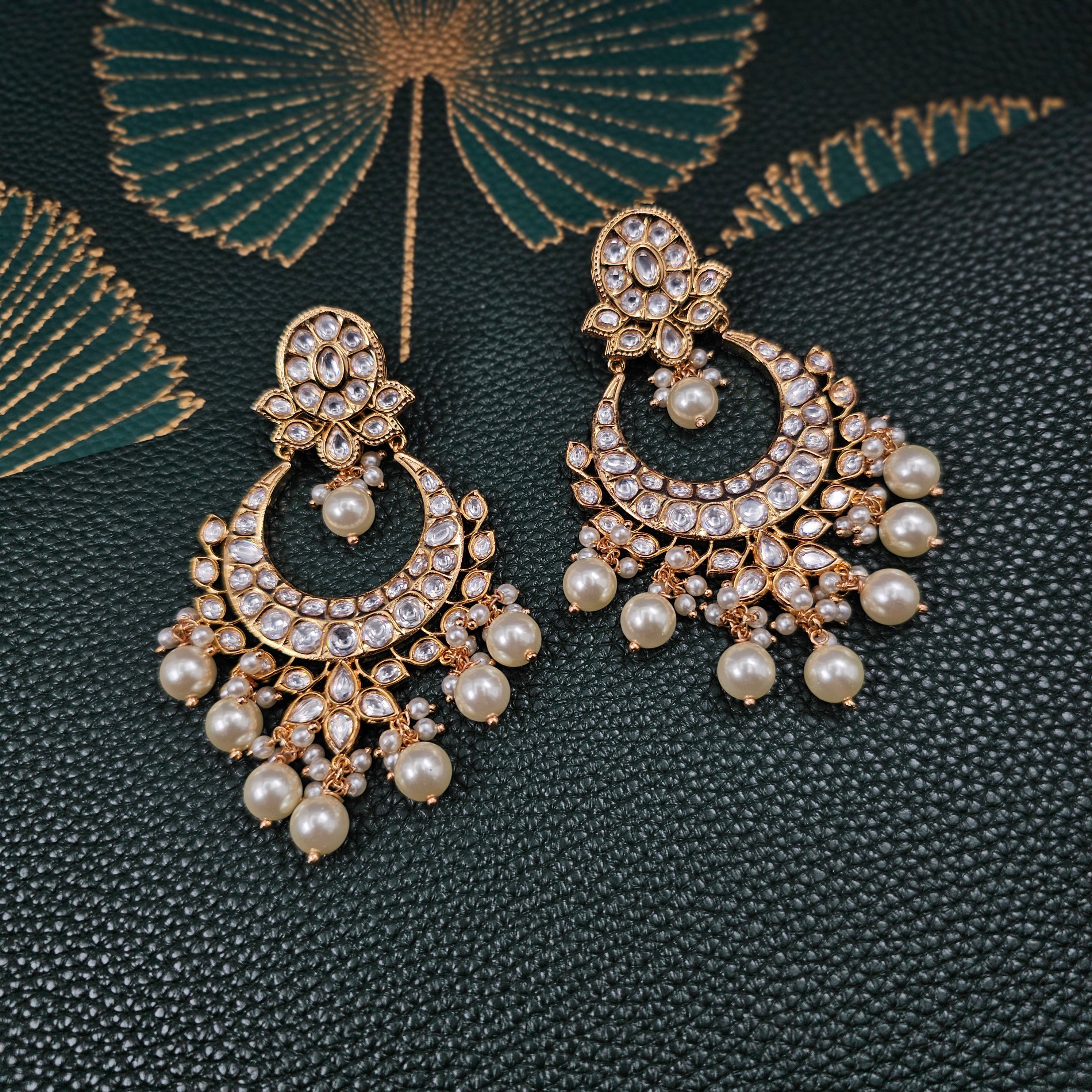 Lara Exclusive Moissanite Chandbali Earrings – Earrings | Fancy Fab Jewels UK