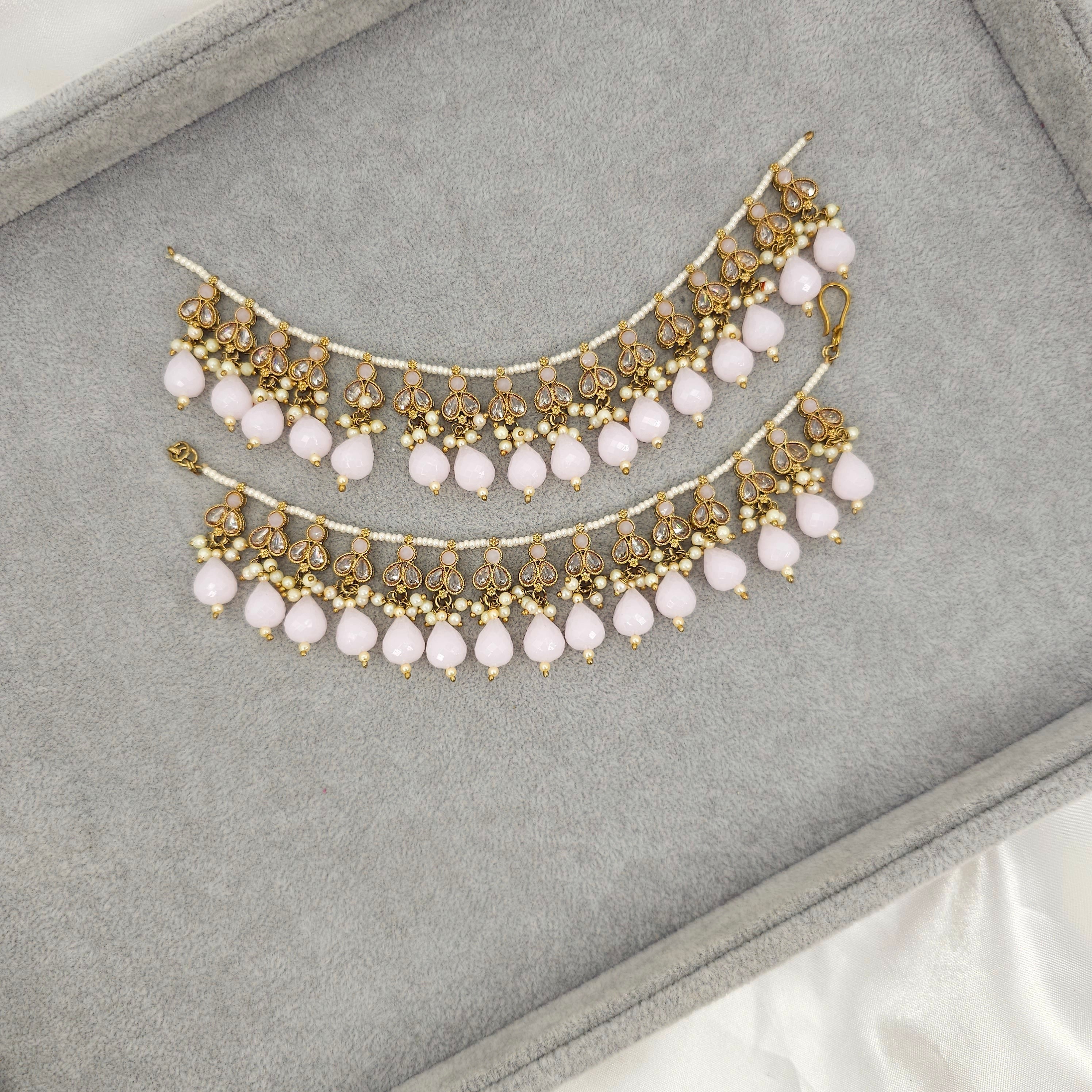 Veena - Polki and Pearl Earring Chains – Ear Chain | Fancy Fab Jewels UK