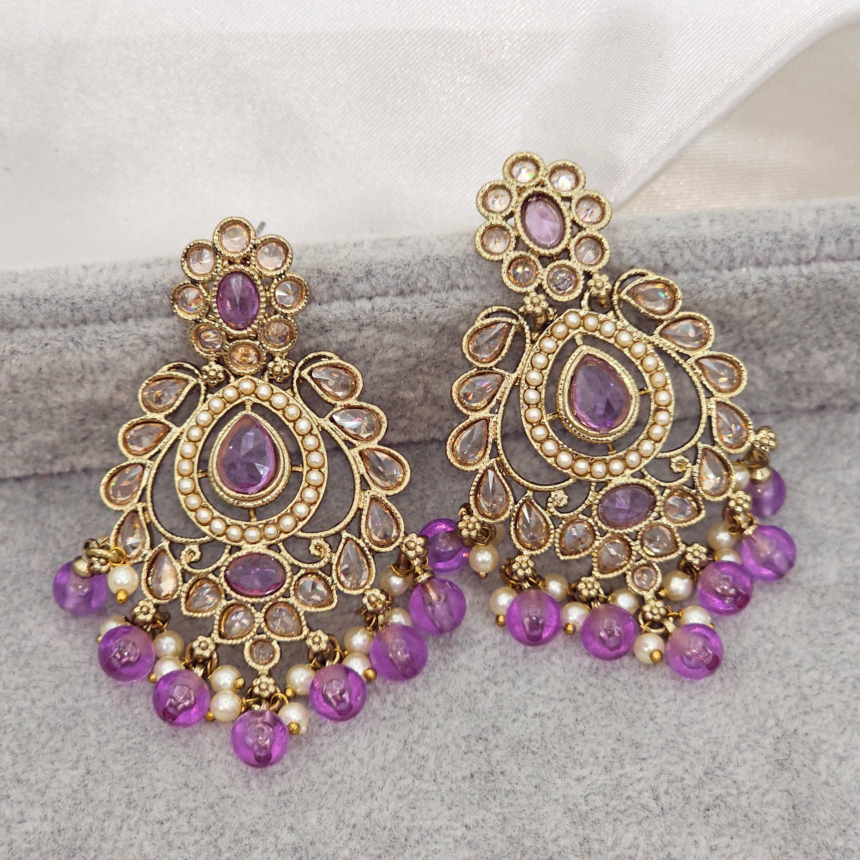 Anisha Antique Gold Chandbali Earrings – Earrings | Fancy Fab Jewels UK