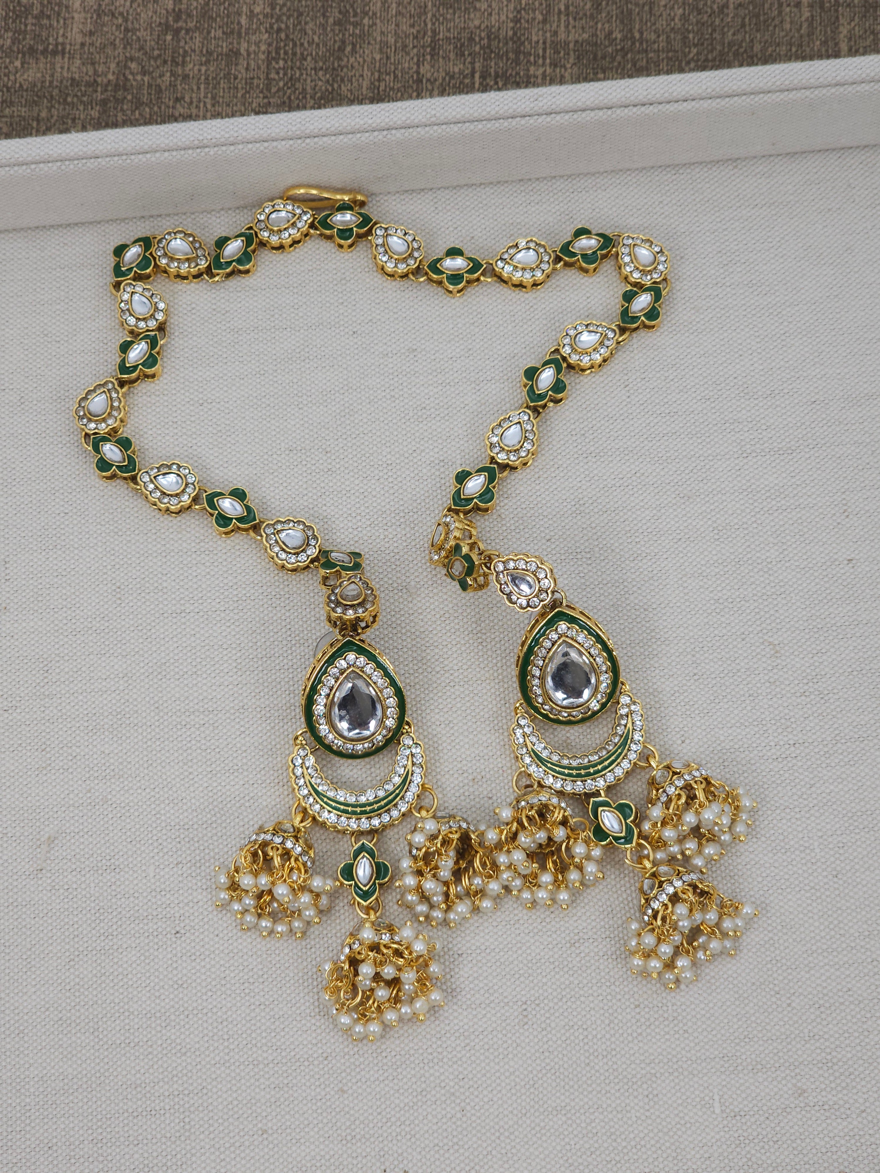 Nora - Kundan Jhumka Earrings with Attached Earchains – Jhumki | Fancy Fab Jewels UK