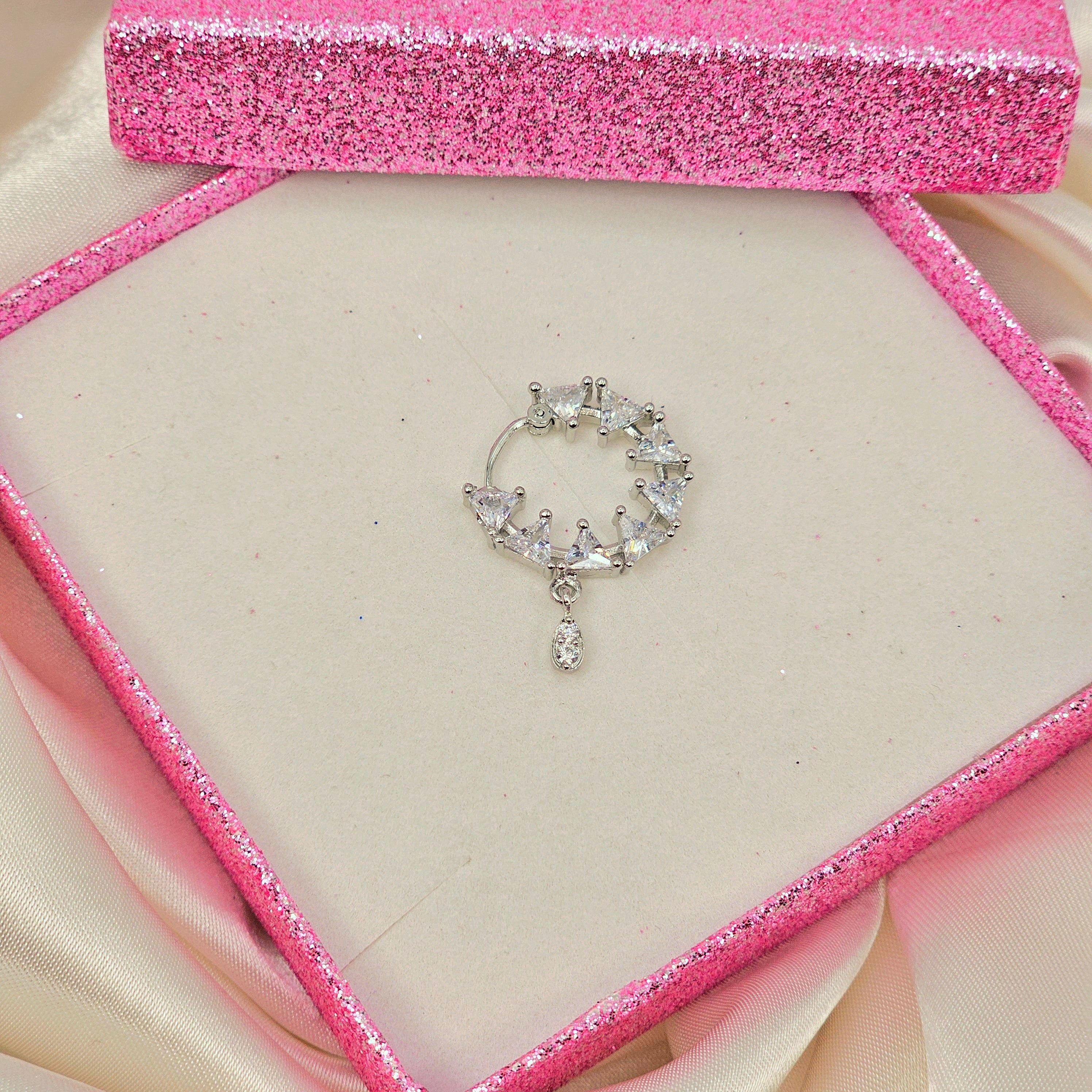 1.5cm wide American Diamond Pierced Nose Ring – Nose Ring | Fancy Fab Jewels UK
