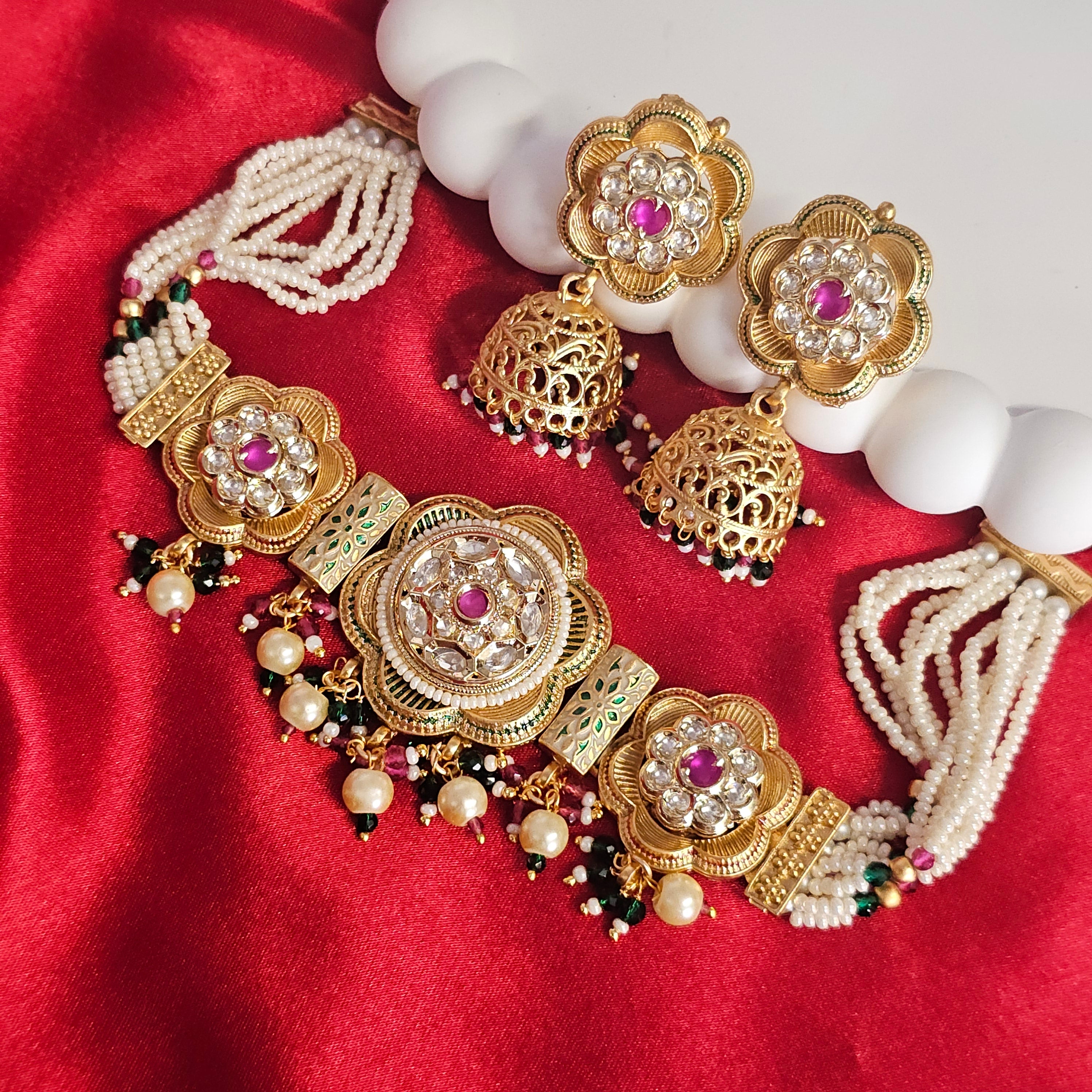 Jodha Rajwadi Statement Kundan Choker Set