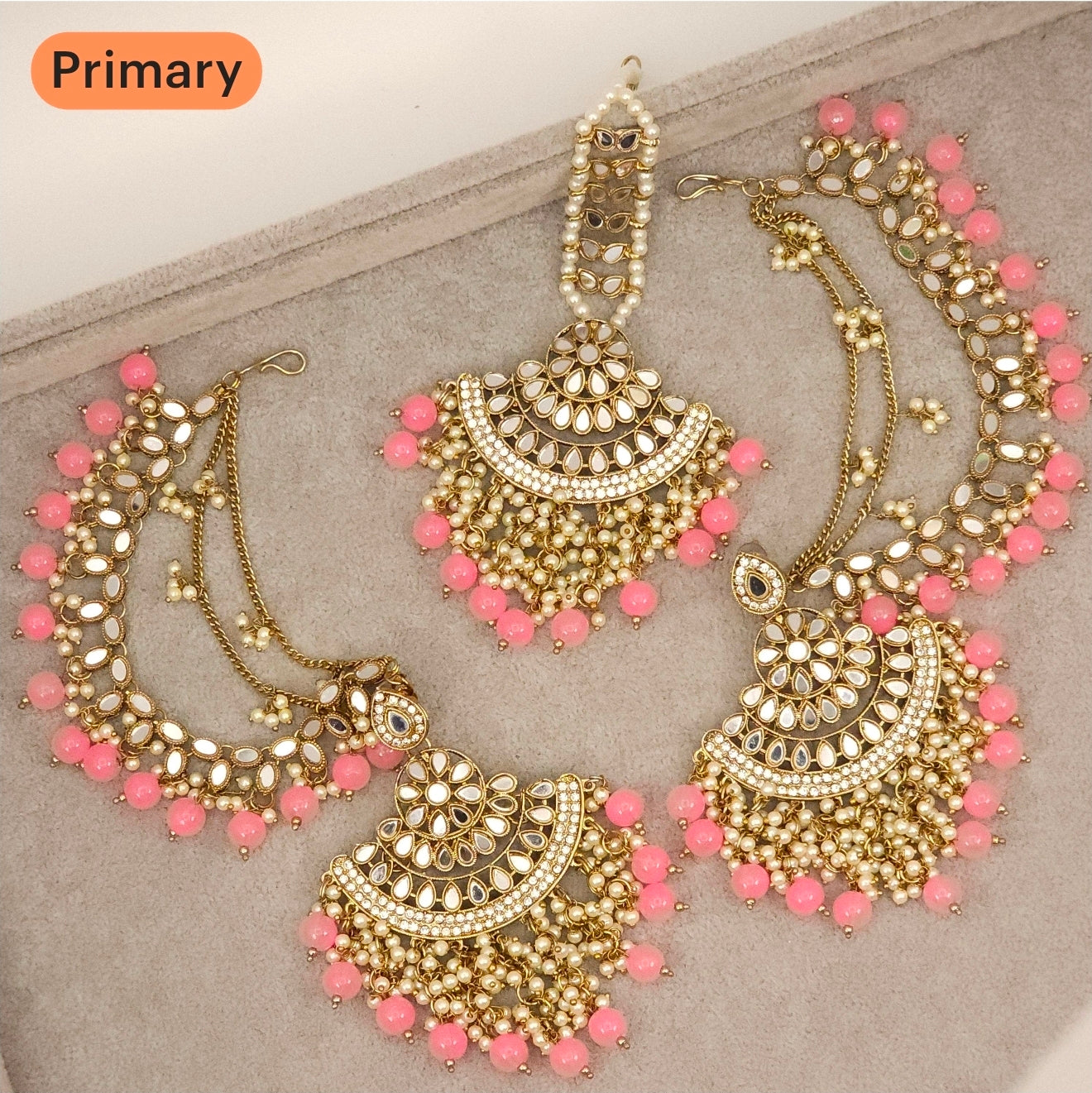 Mirror Earrings Tikka Set