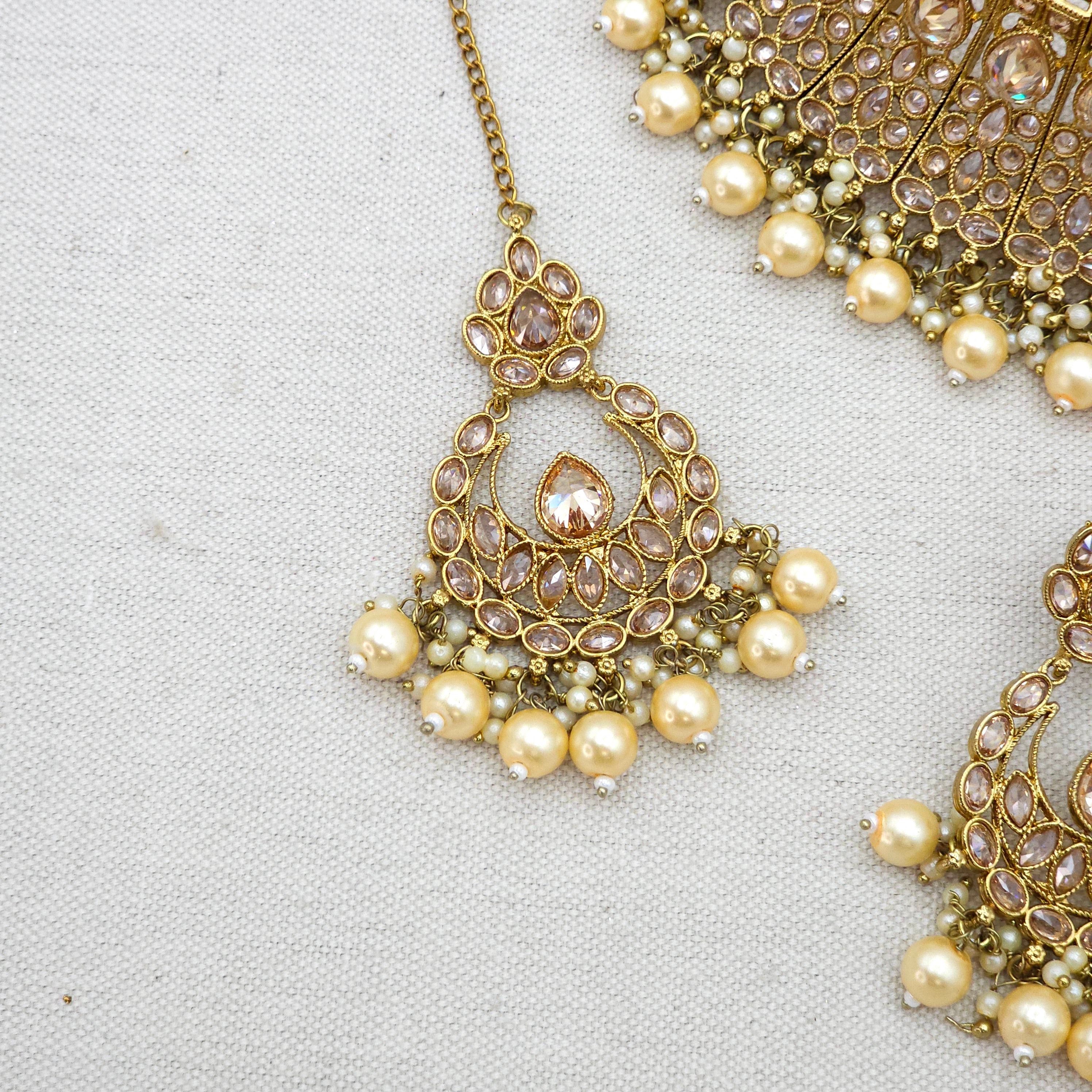 Abha- Antique gold choker necklace - golden