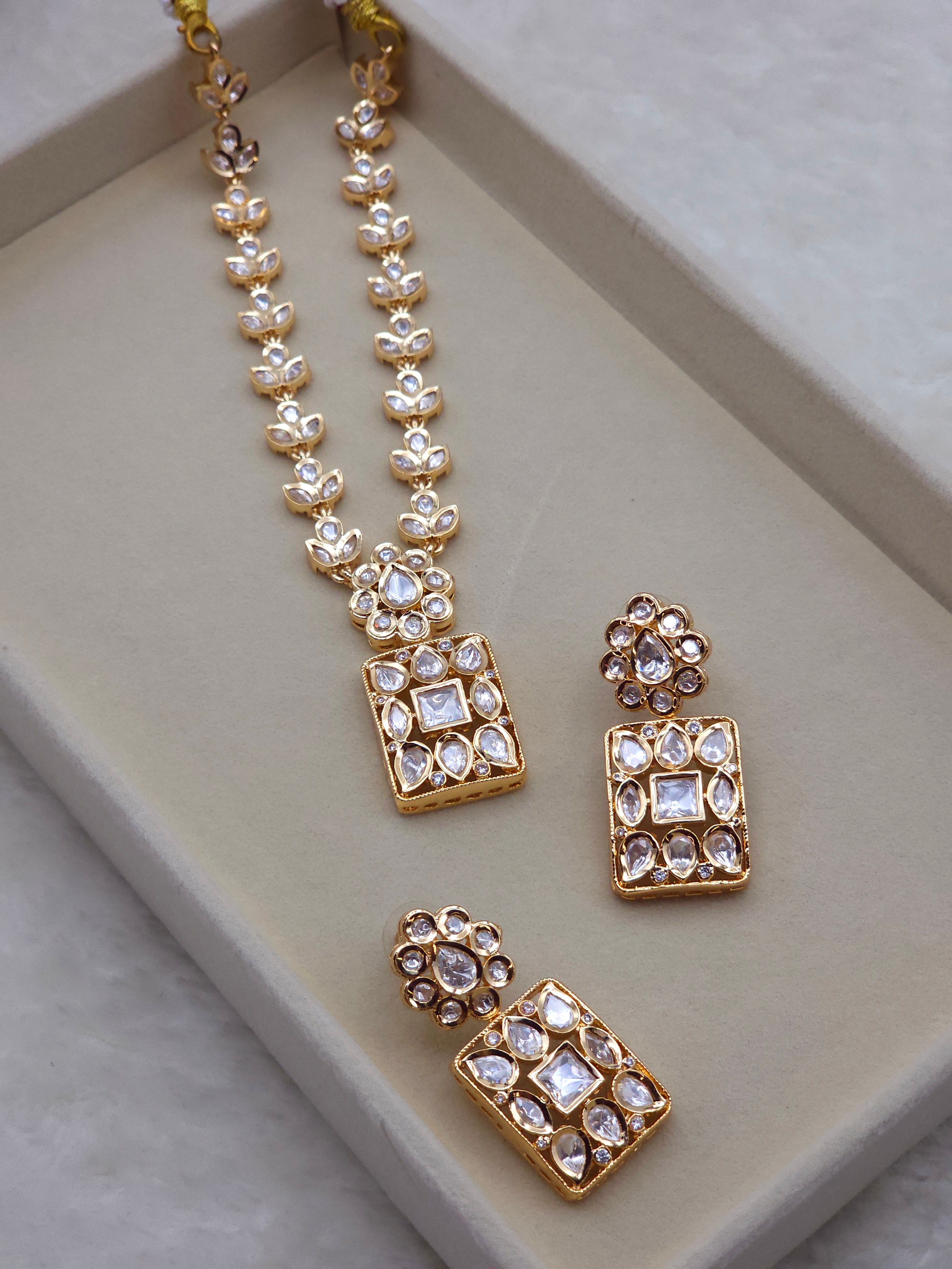 Aditi Moissanite Polki Necklace Set